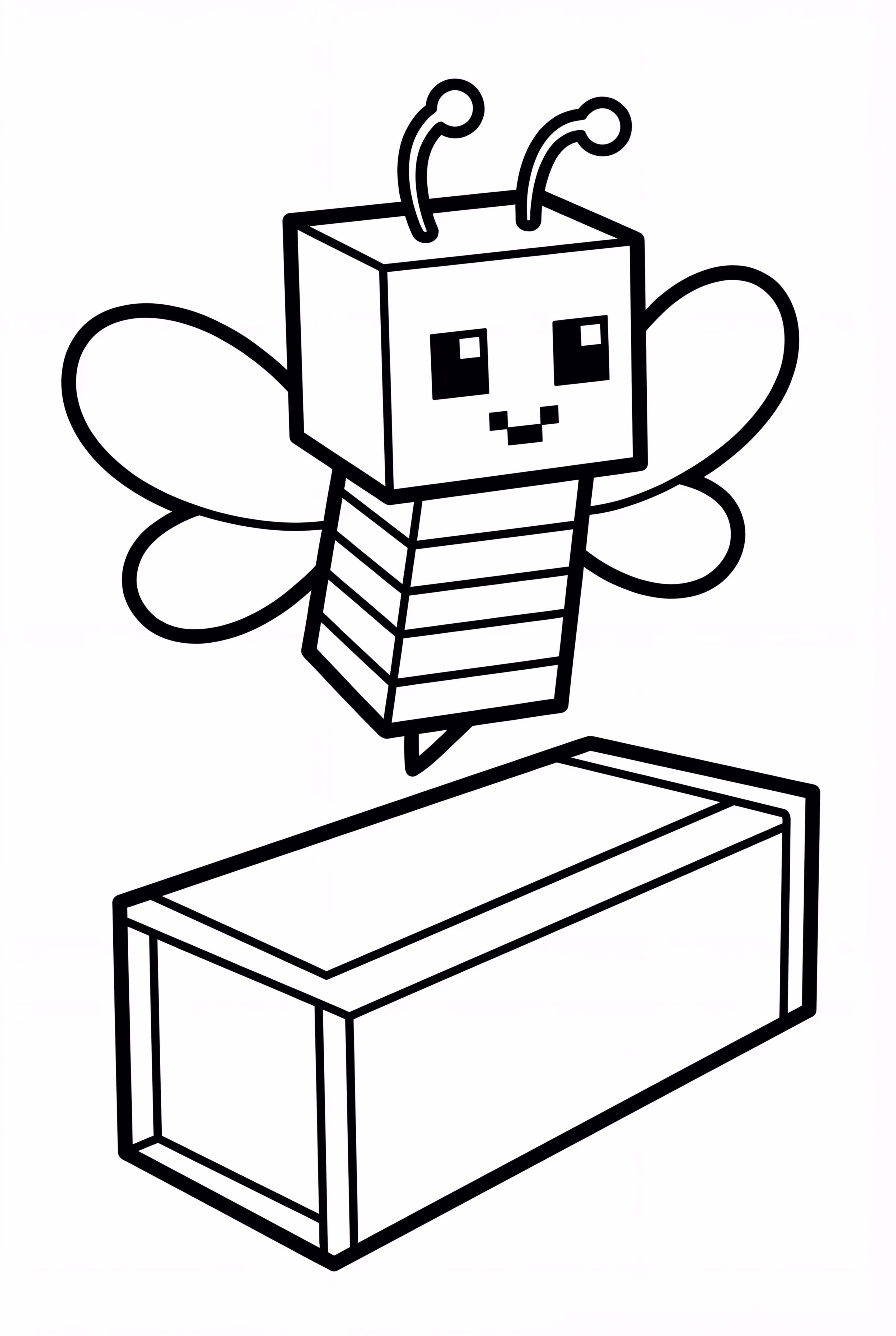 Minecraft Bee Flying Over Blocks