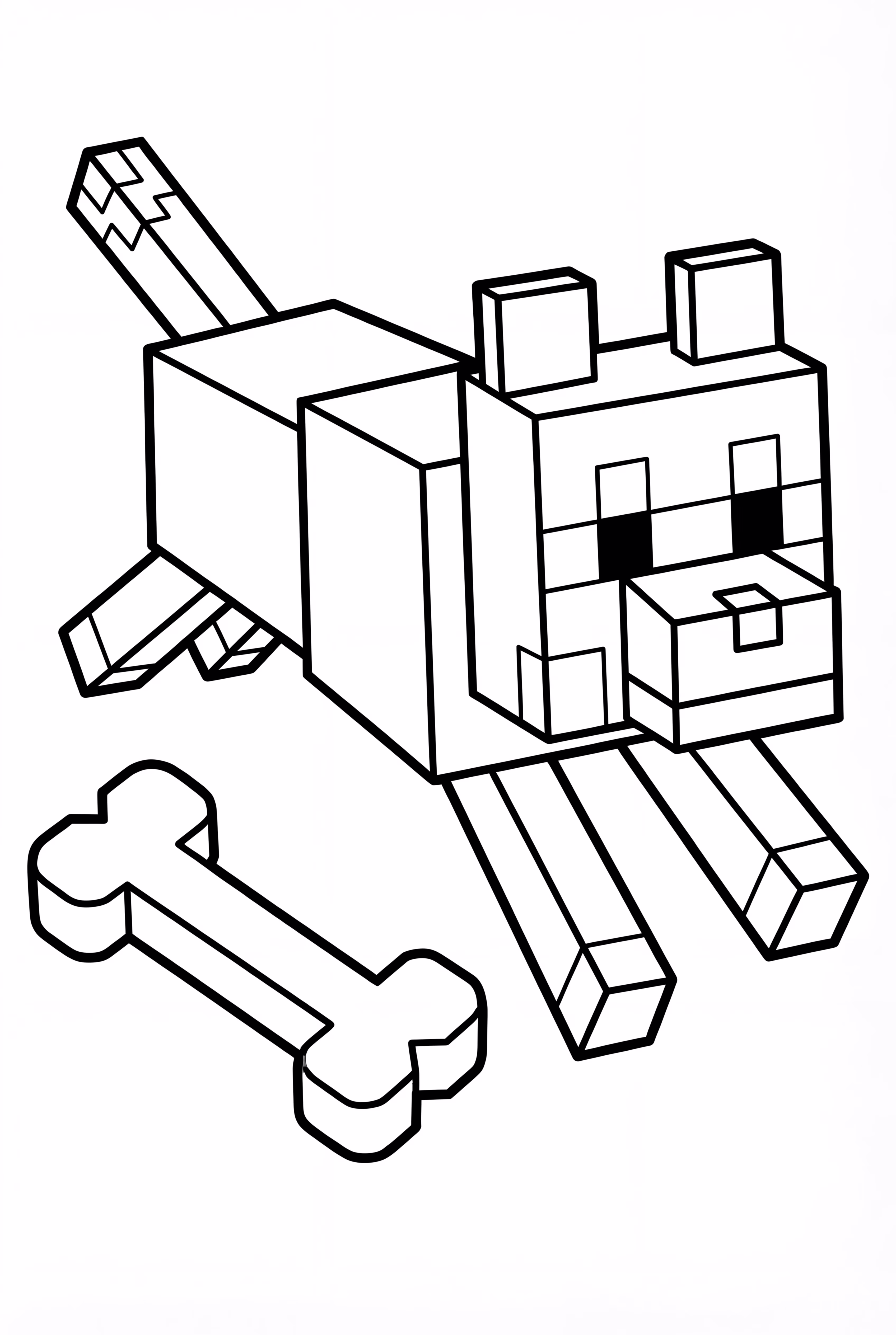 Minecraft Dog Chasing Bone