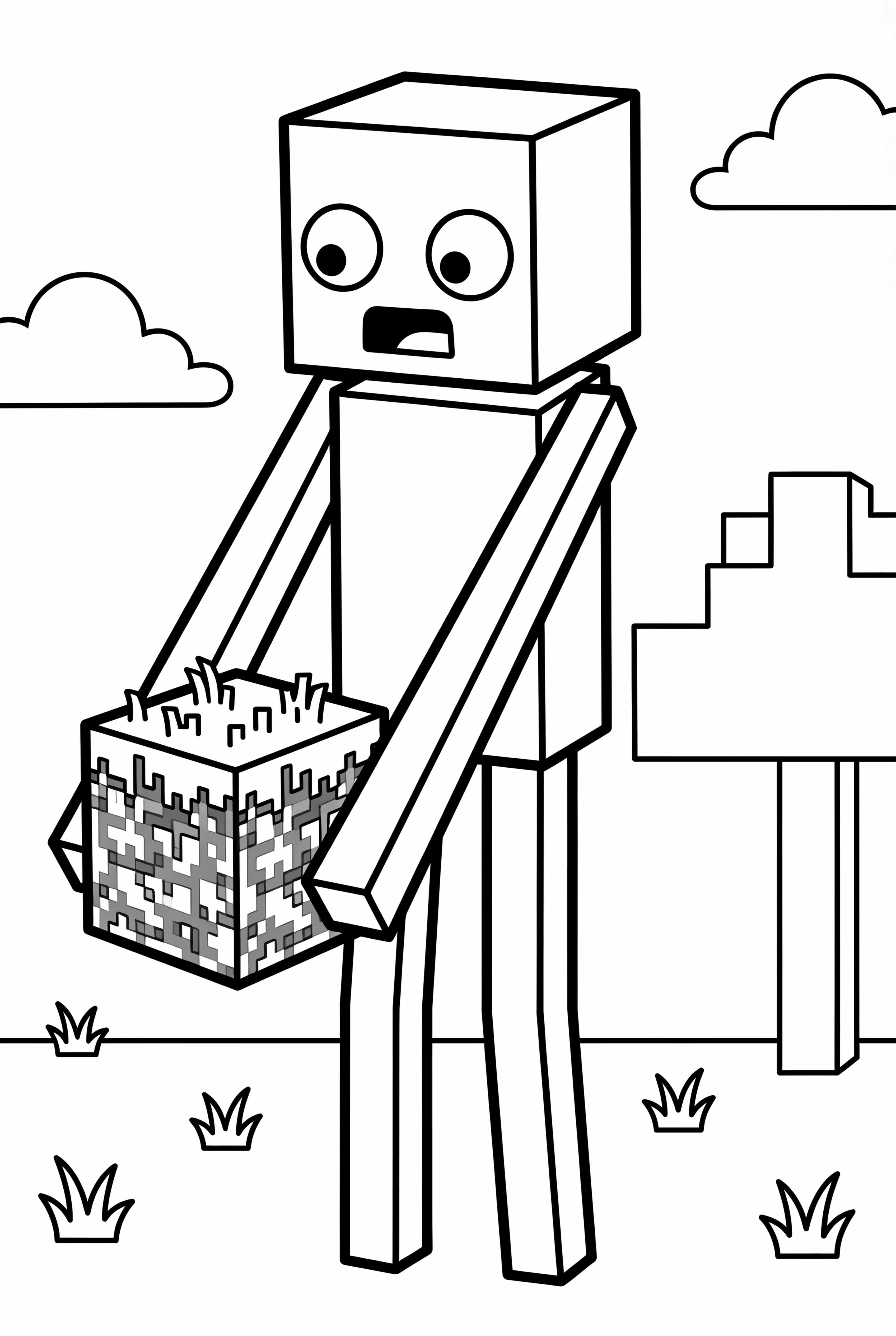 Minecraft Enderman Holding Grass Block