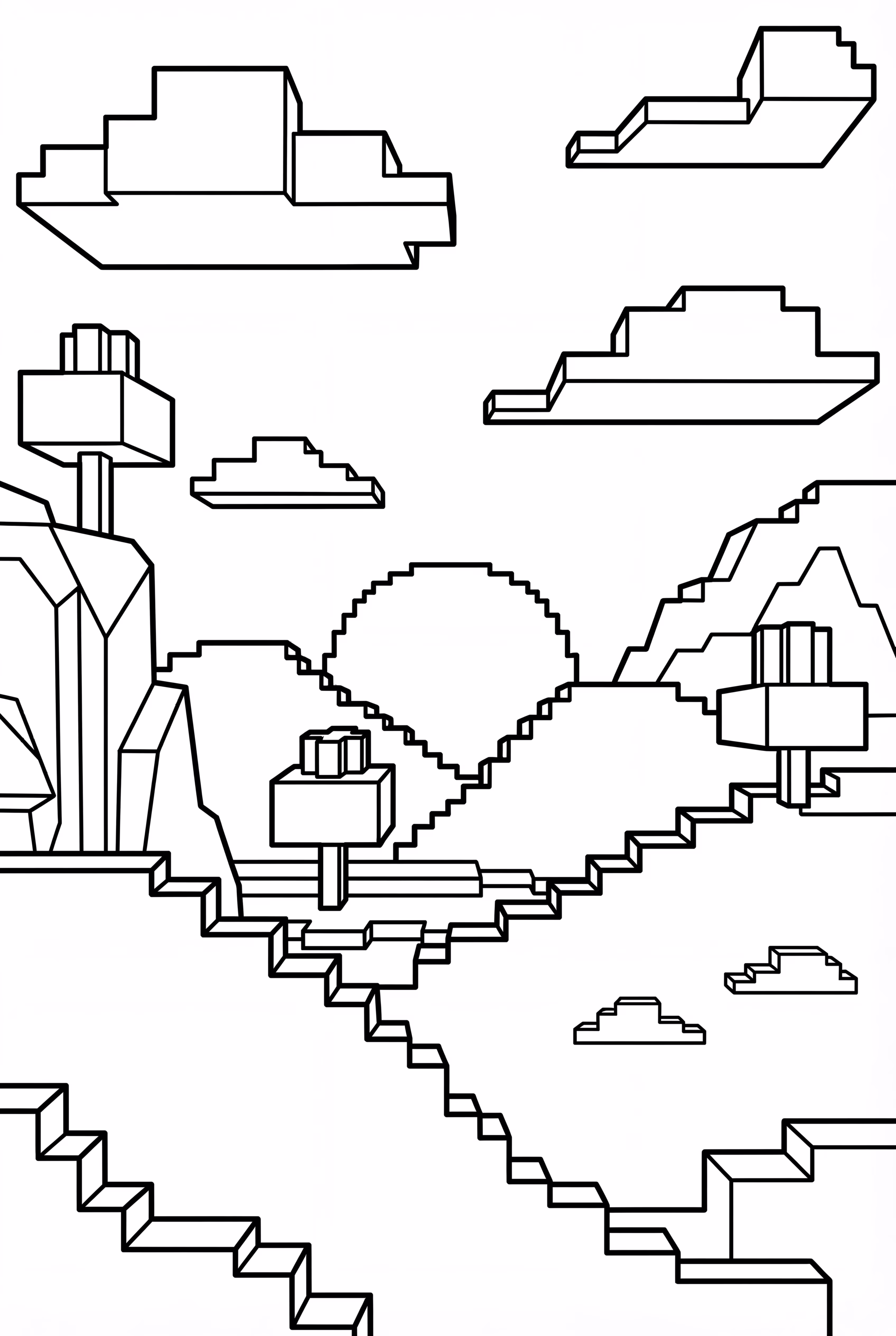 Pintura de Minecraft de atardecer sobre colinas