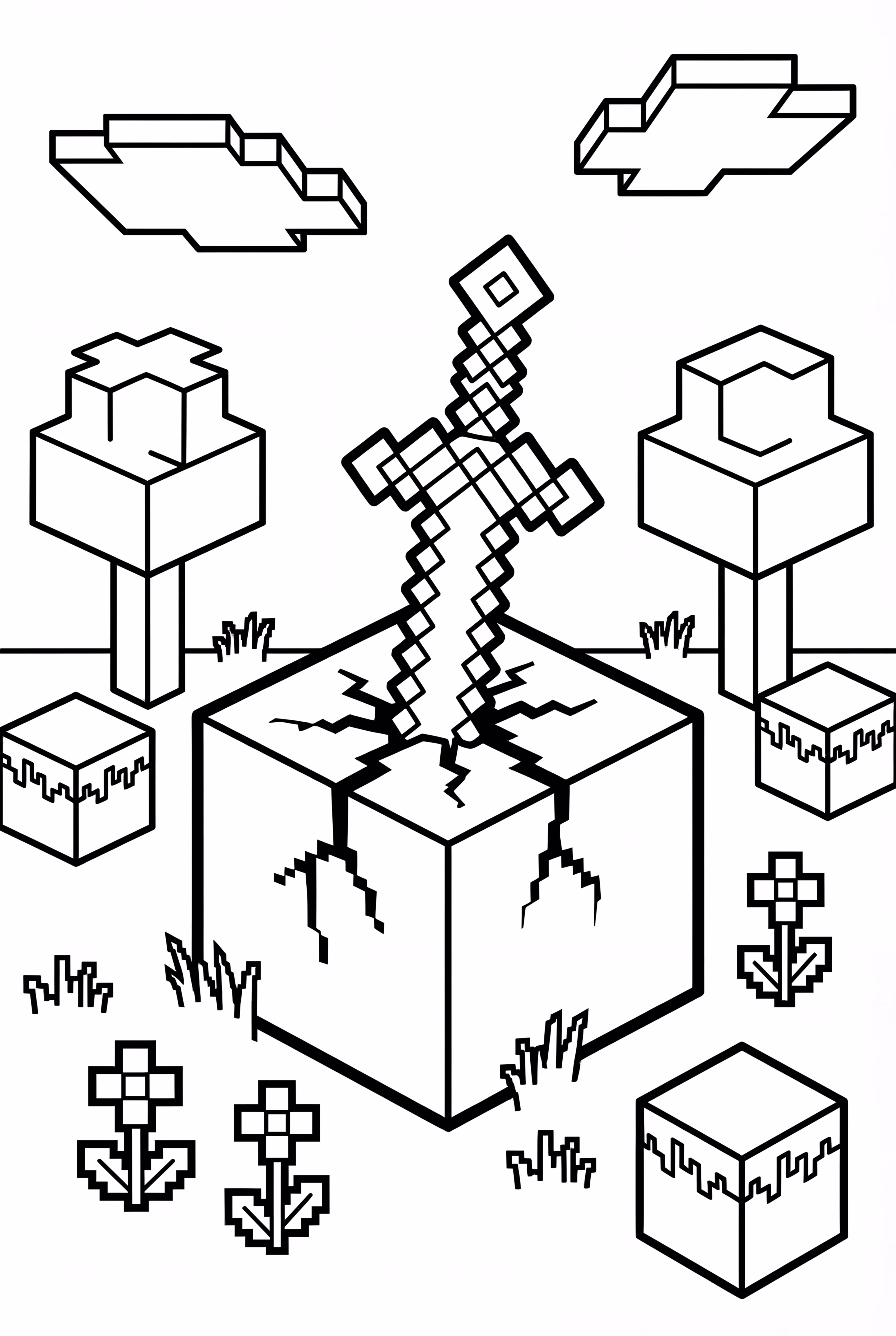 マインクラフトの剣と石