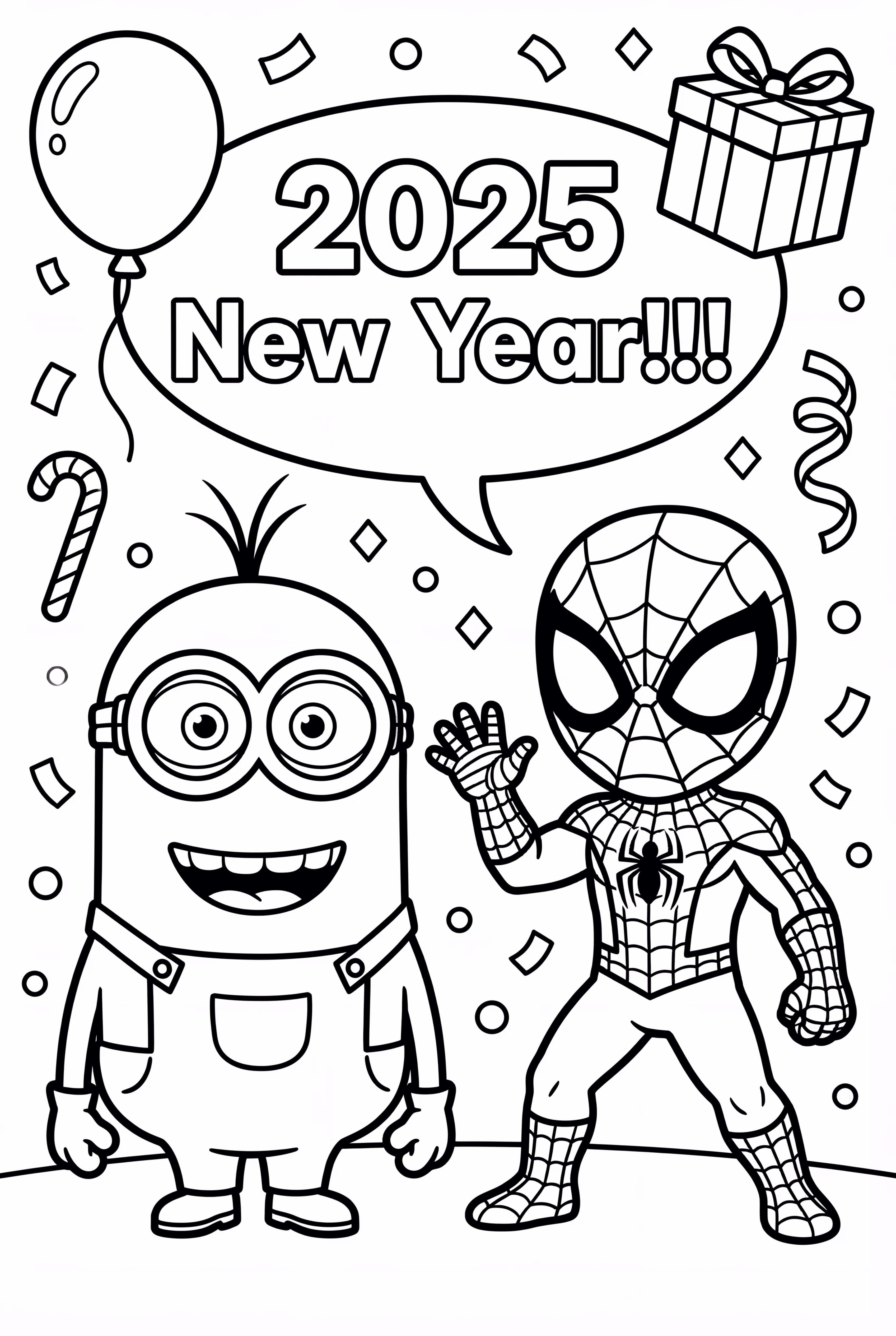 minions and spider-man celebrate 2025 together