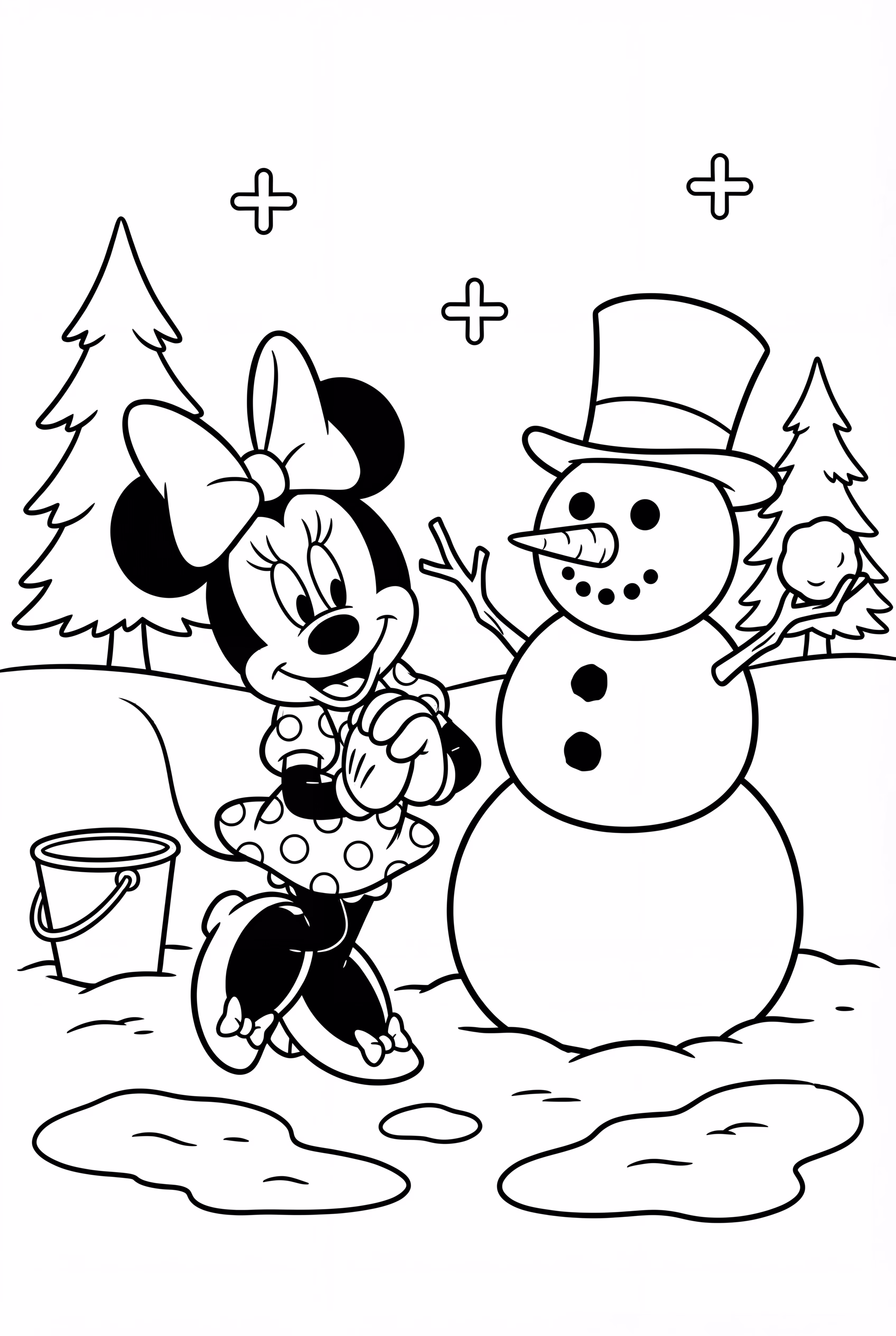 Minnie Mouse Building A Snowman
