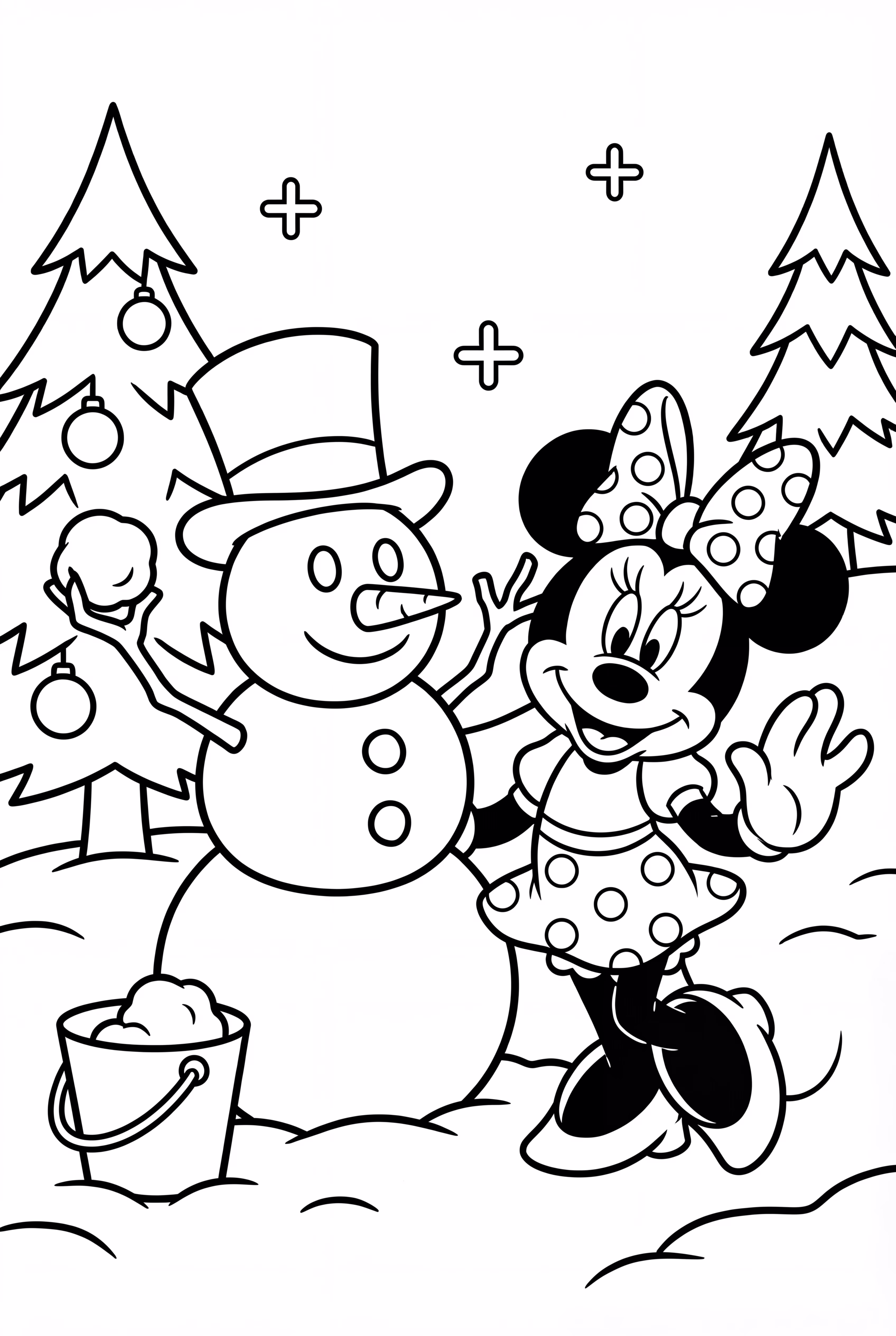 Minnie Mouse Building A Snowman