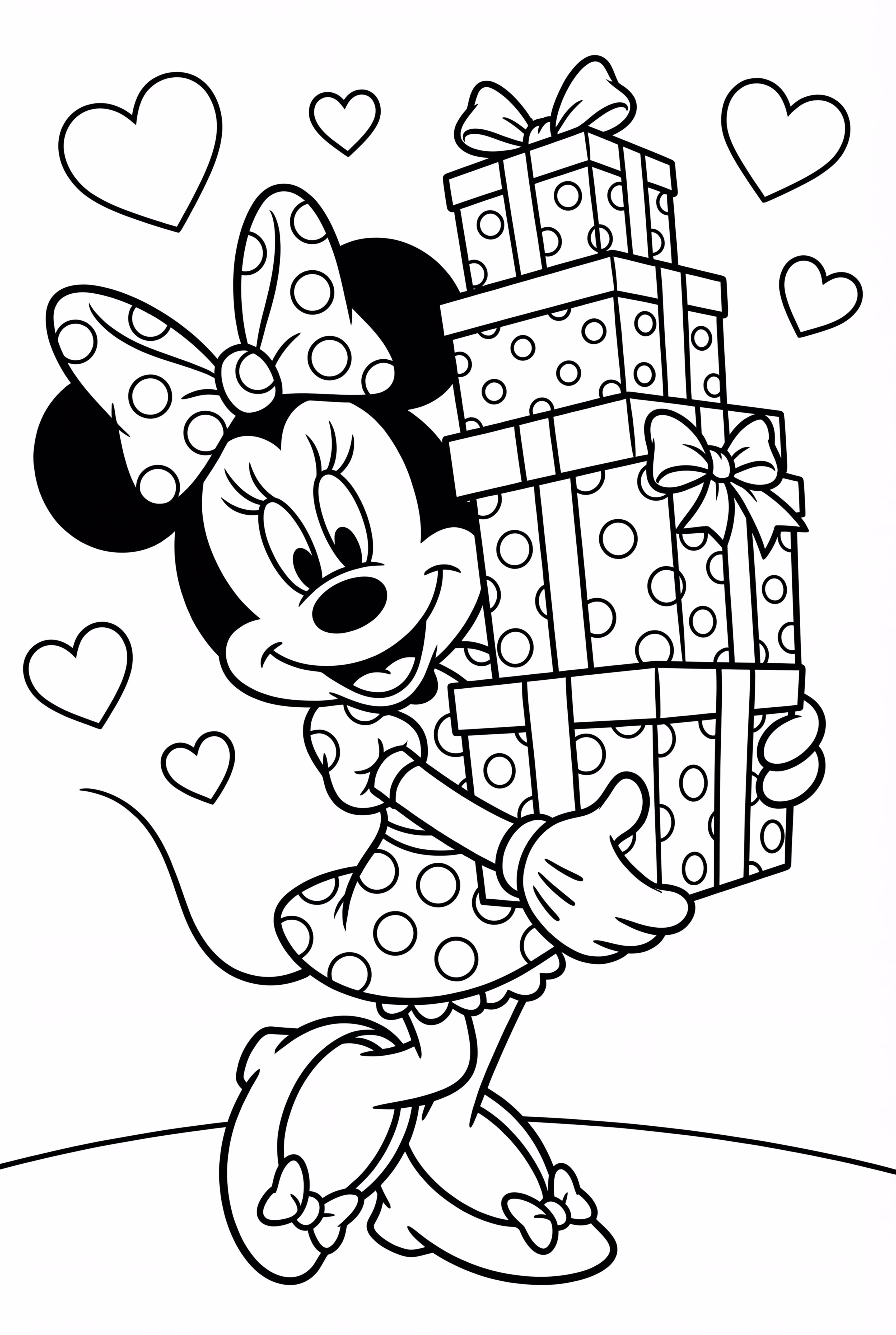 Minnie Mouse Carrying A Stack Of Presents