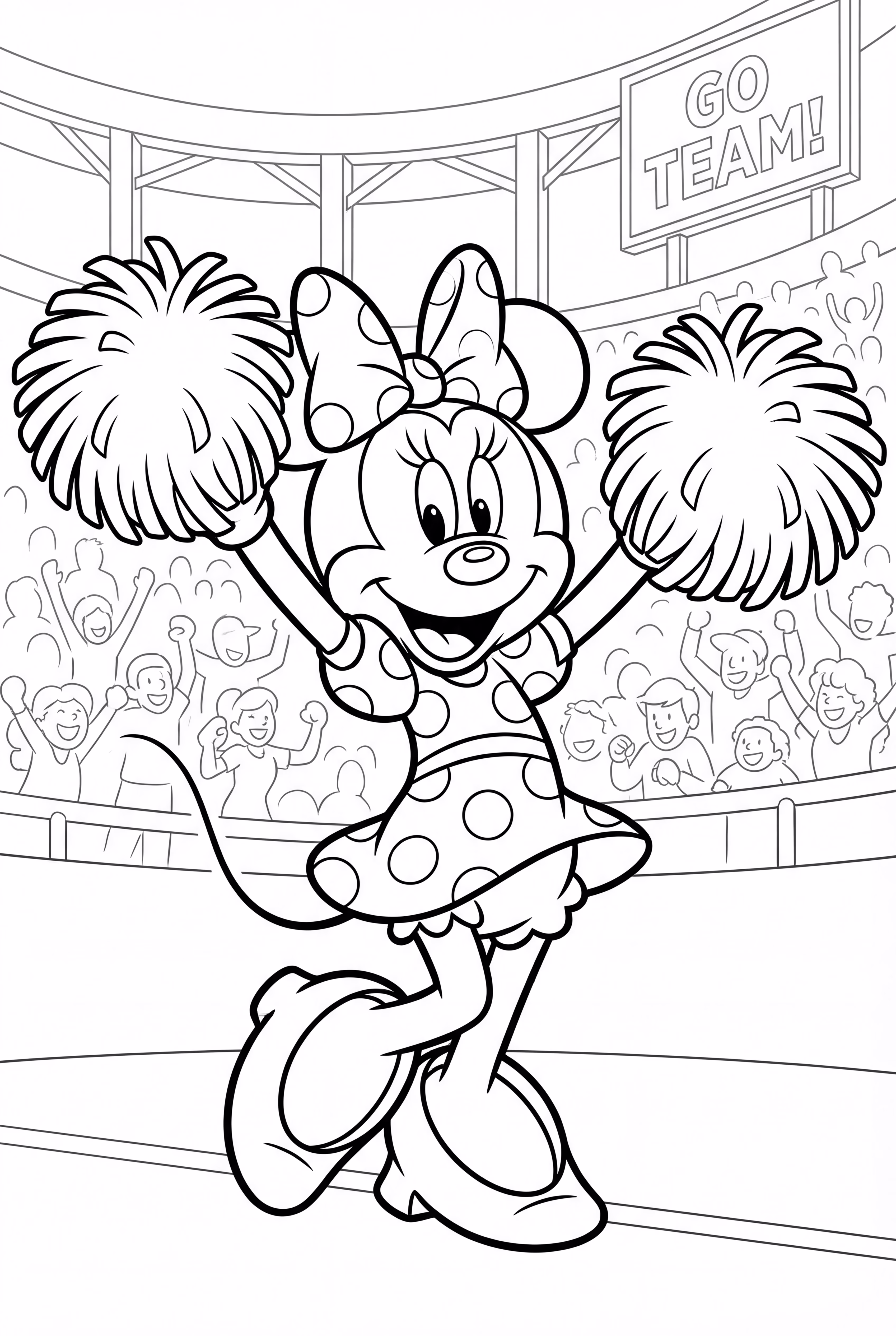 Minnie Mouse Cheering At A Sports Game