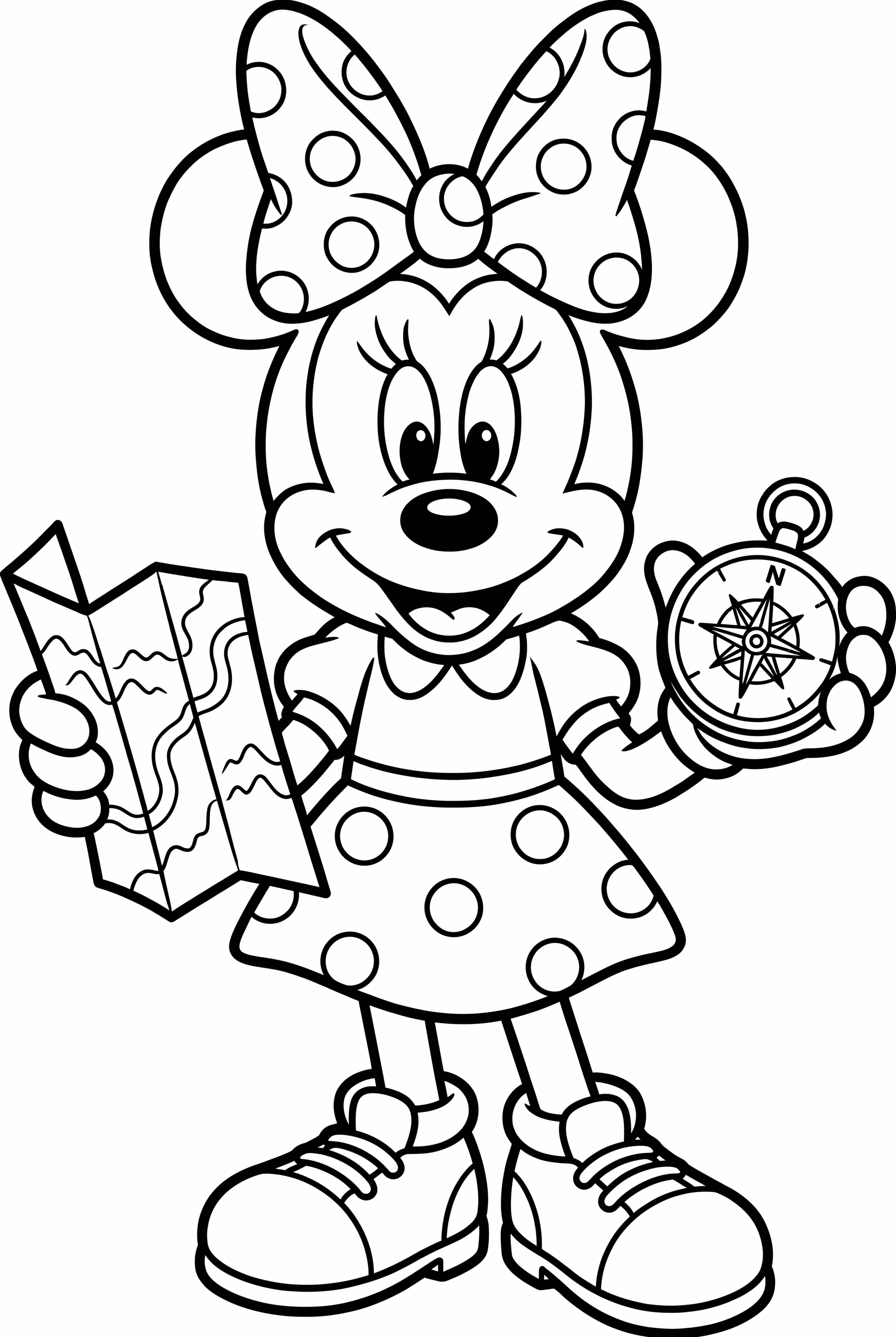 Minnie Mouse Holding A Map And Compass