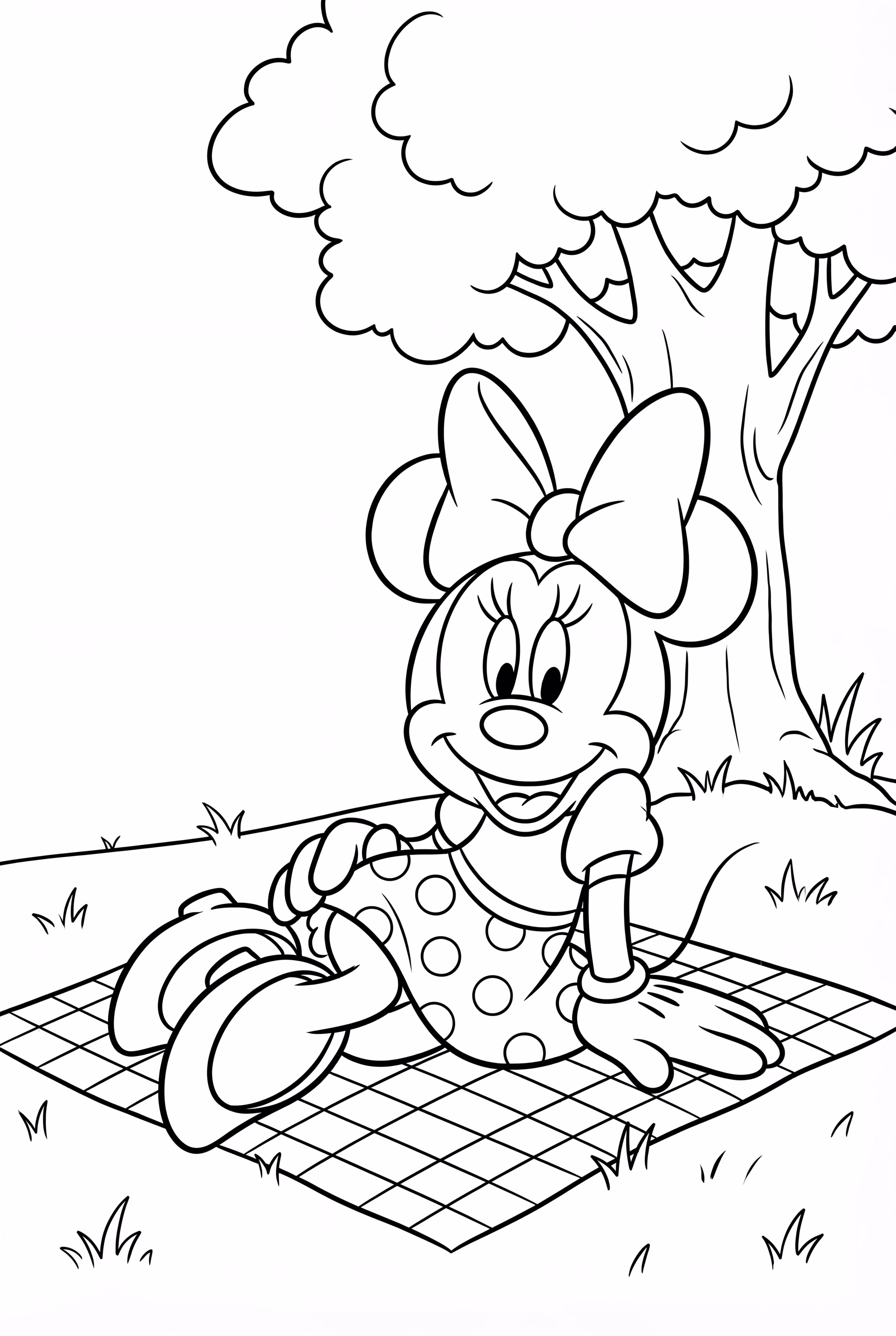Minnie Mouse Picnicking Under A Tree