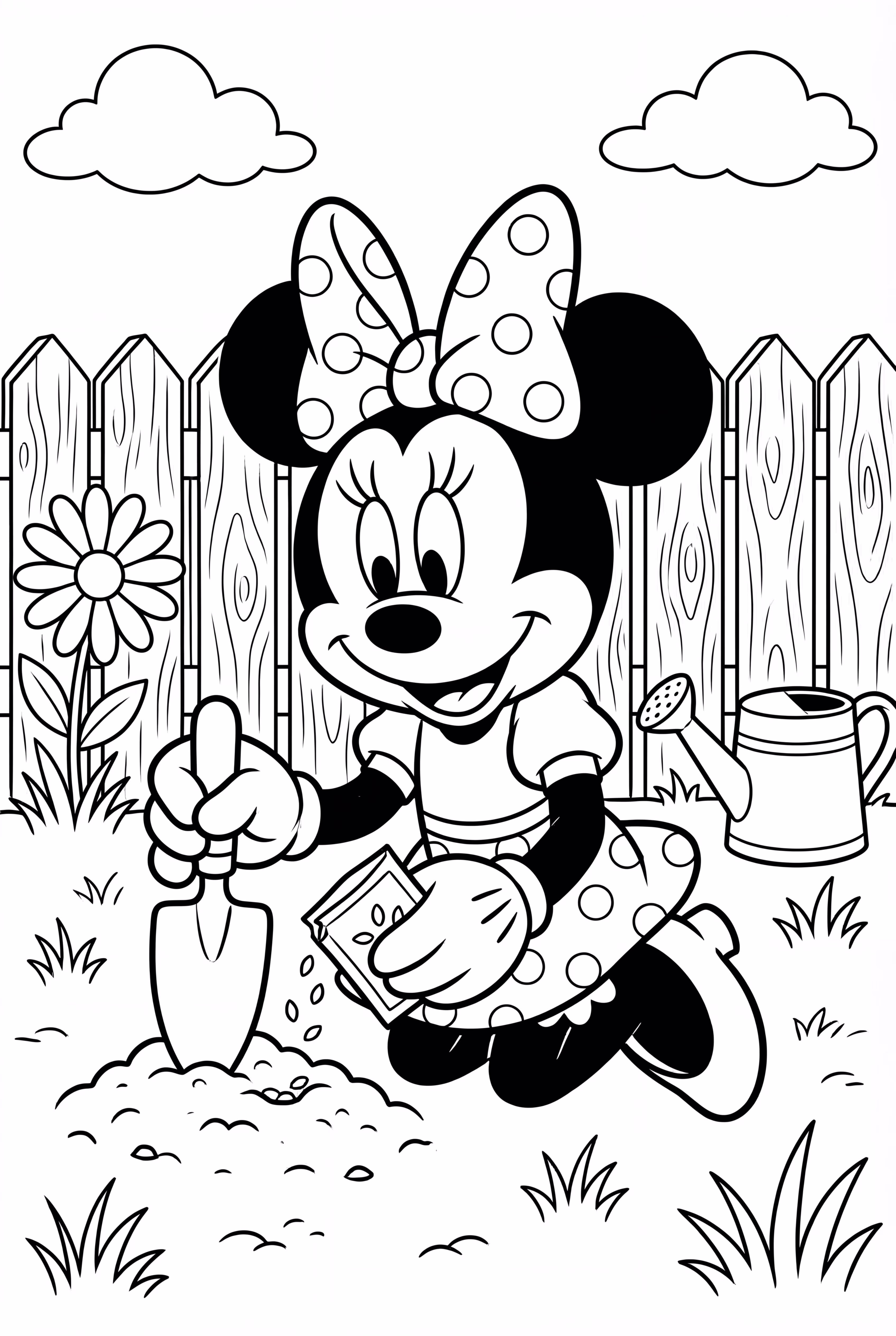 Minnie Mouse Planting Seeds In A Garden