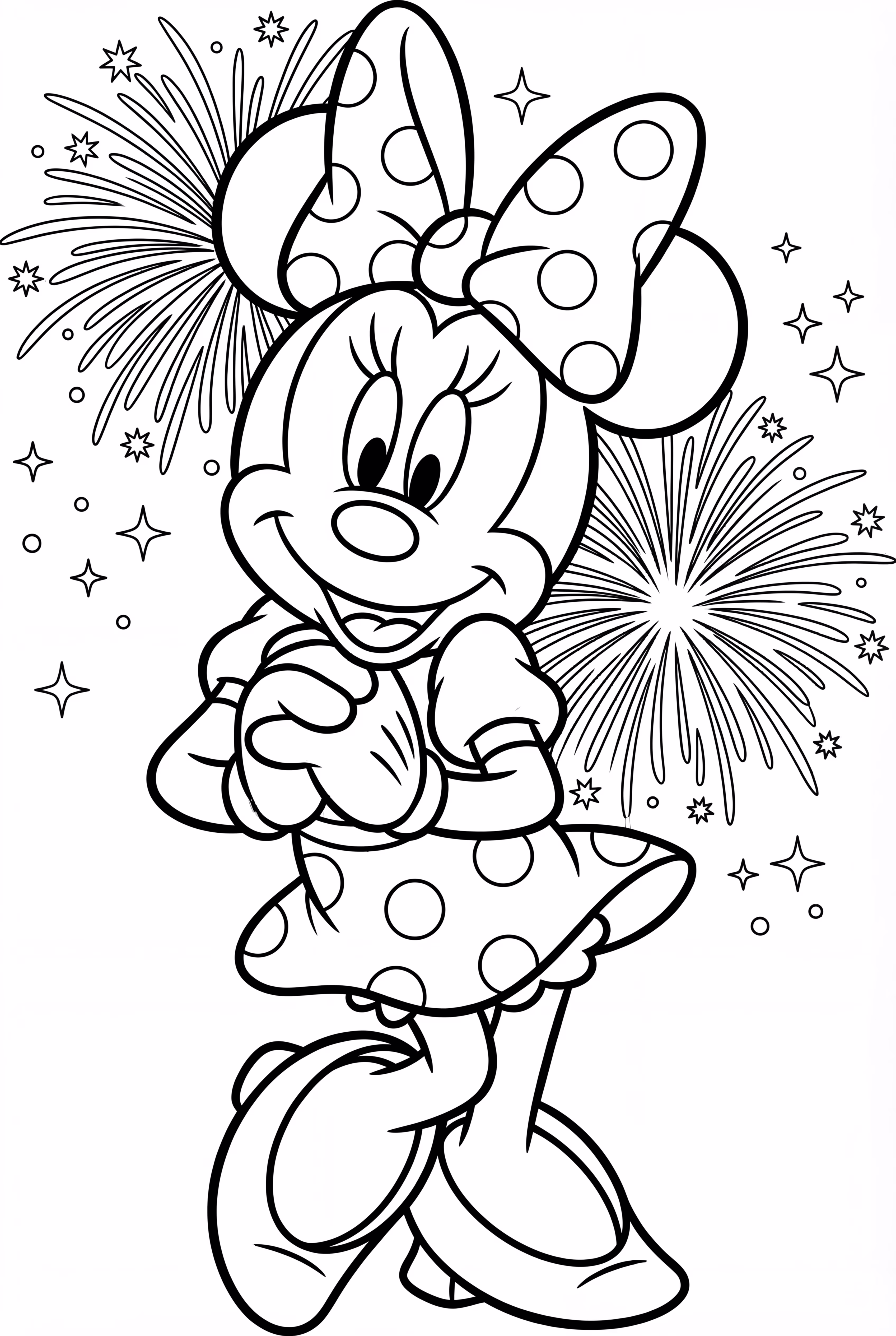 Minnie Mouse Posing With Sparkling Fireworks