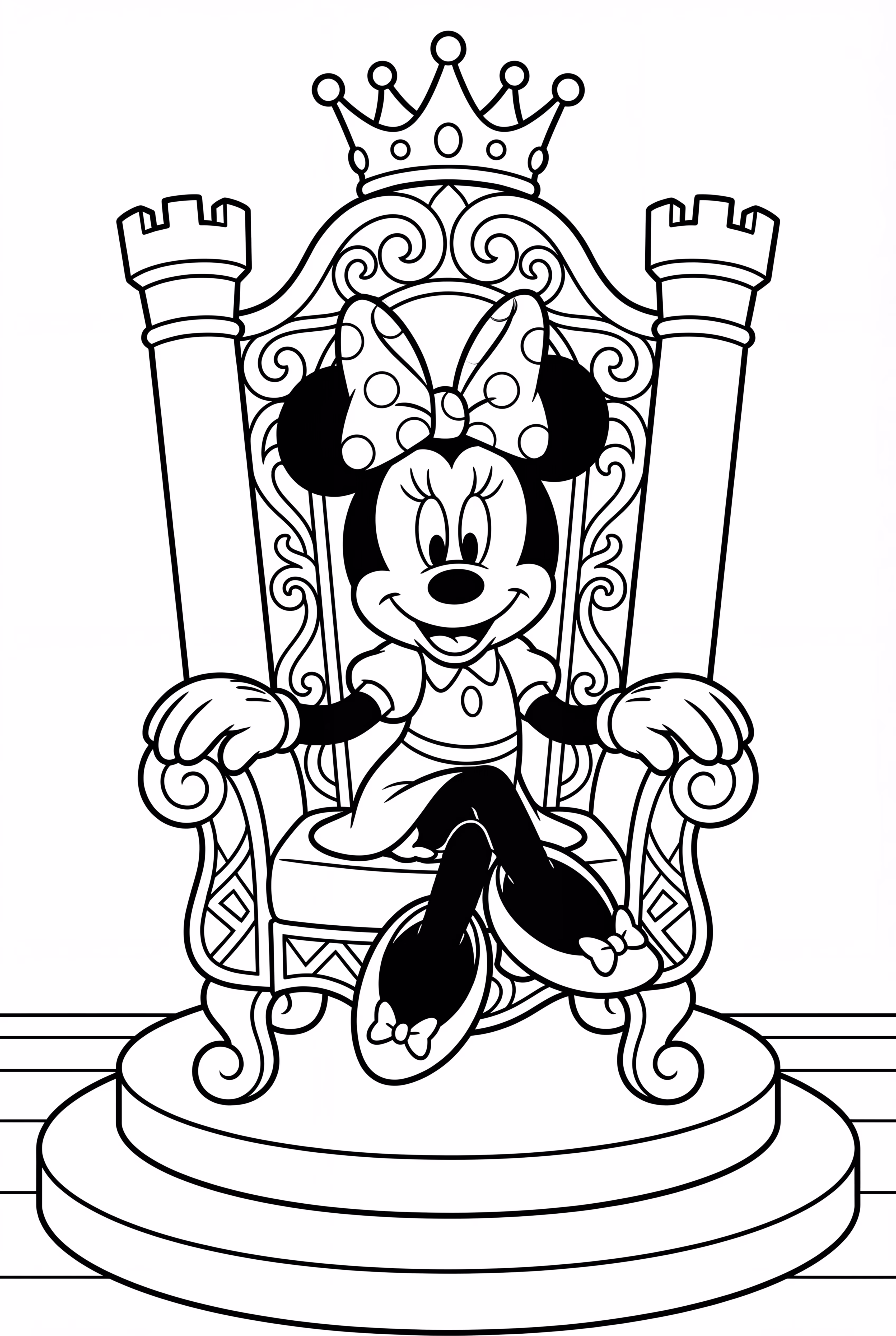 ミニーマウスが王座に座っている