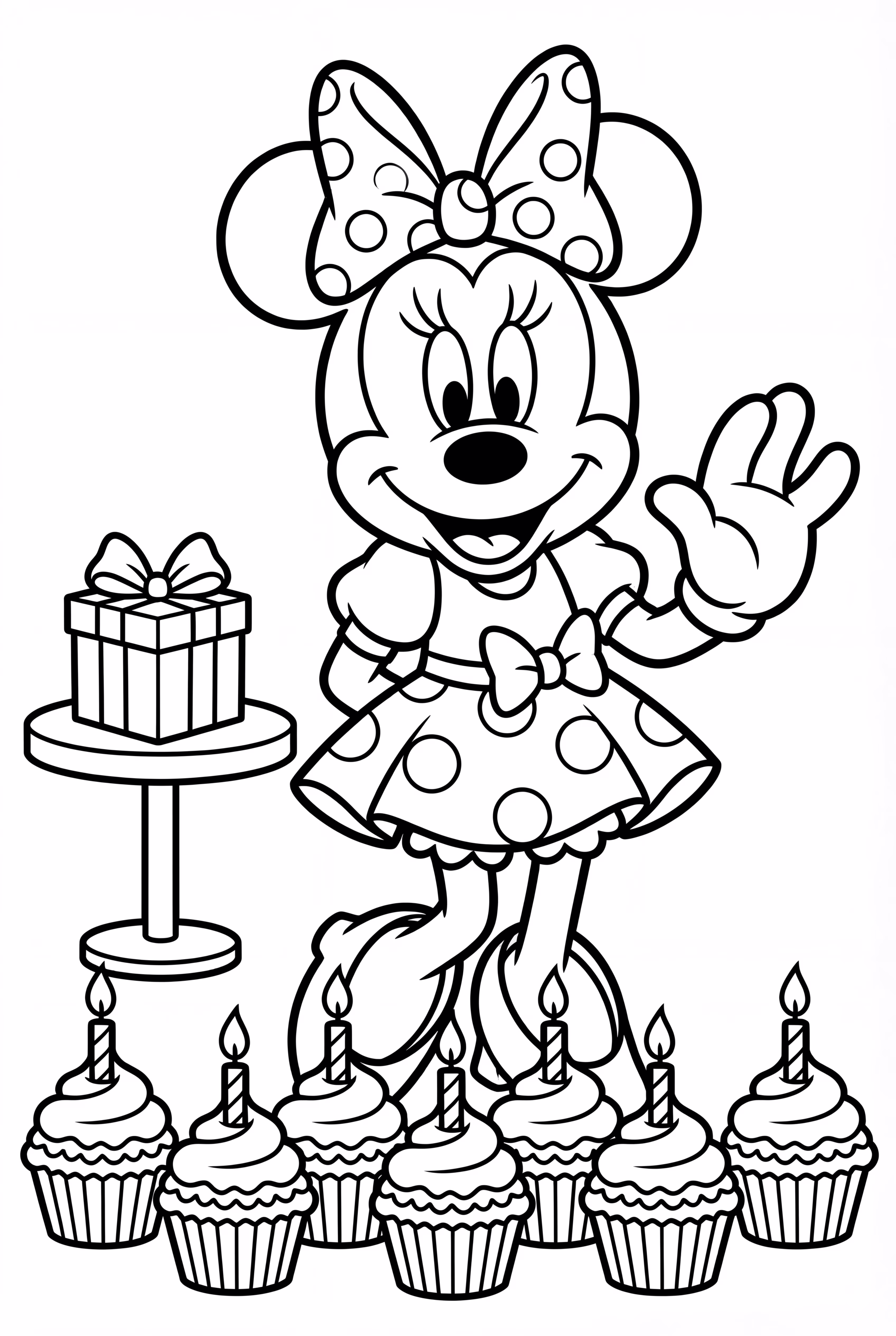 Minnie Mouse Surrounded By Birthday Cupcakes