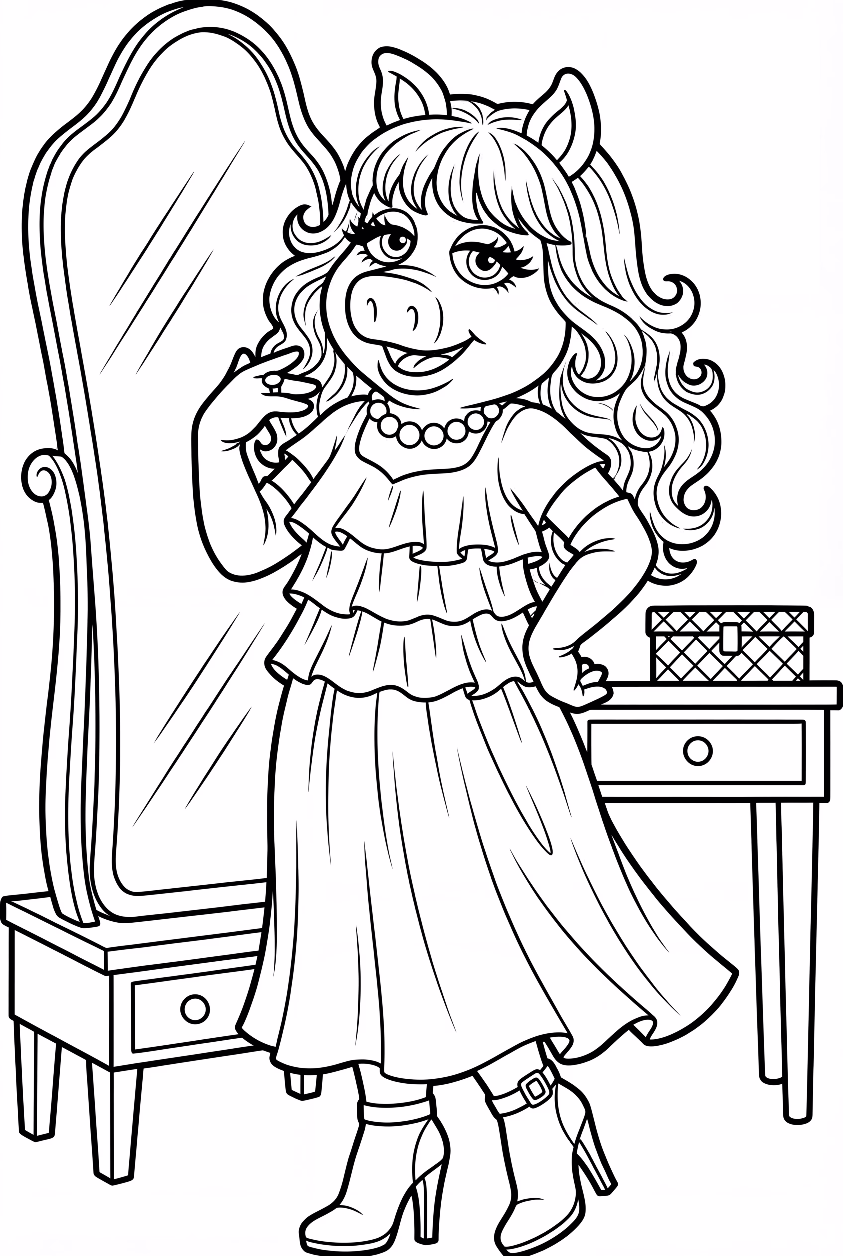 Miss Piggy in a Glamorous Outfit