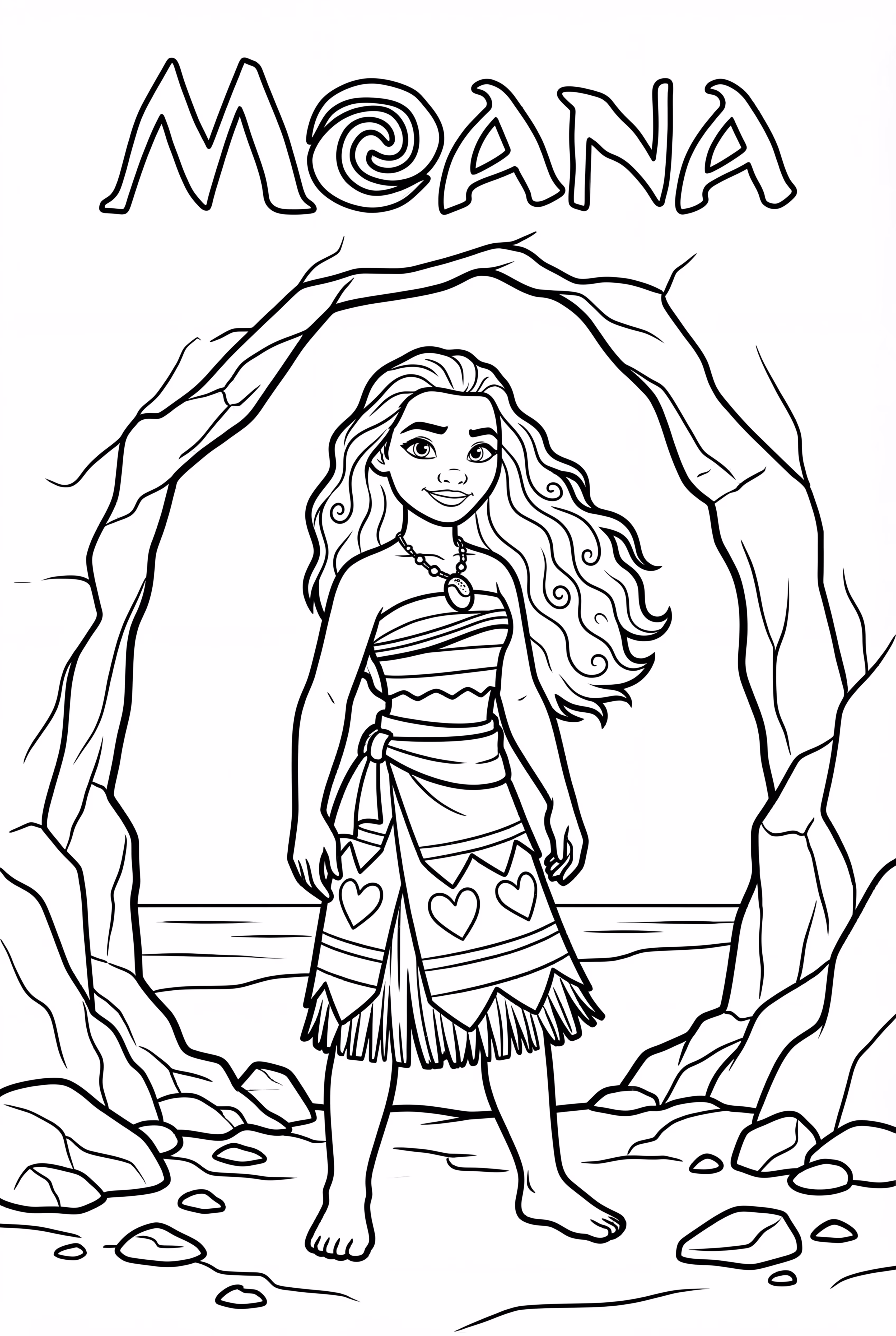 Moana discovering the hidden cave