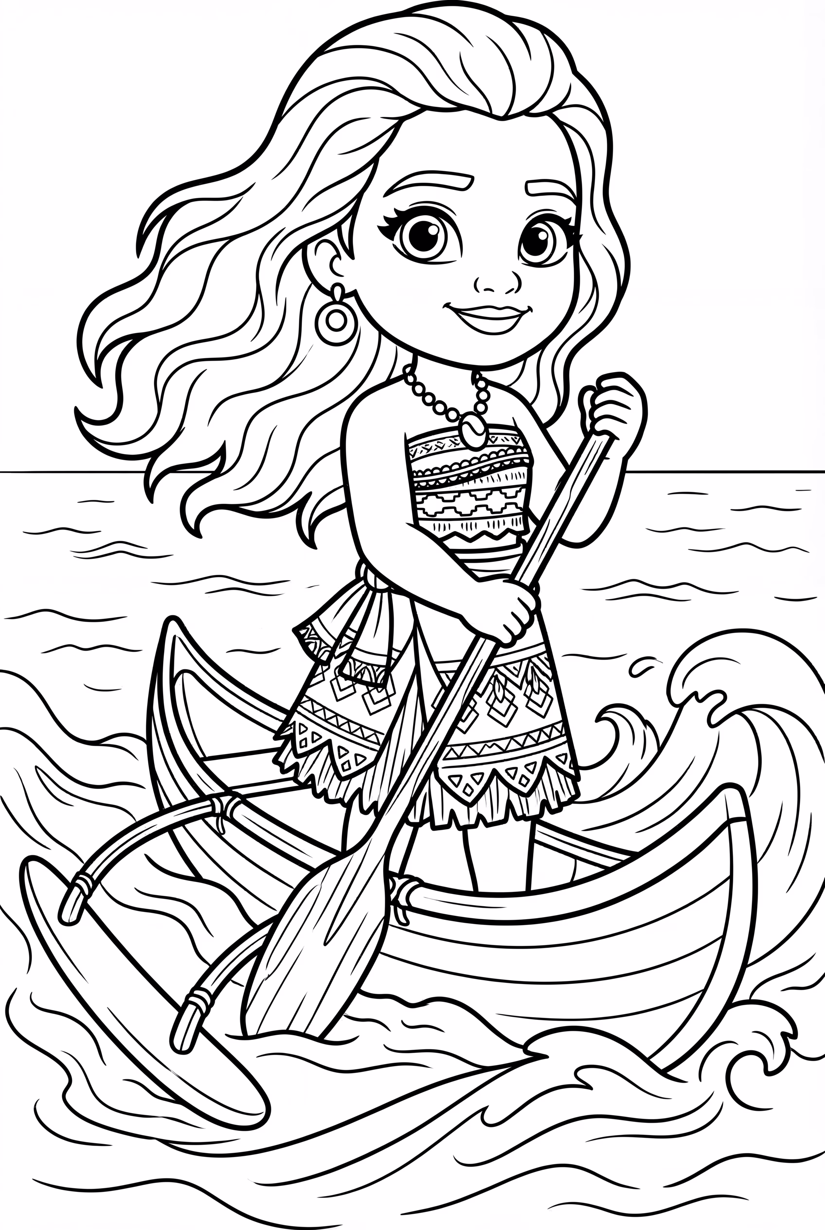 Moana sailing on the ocean
