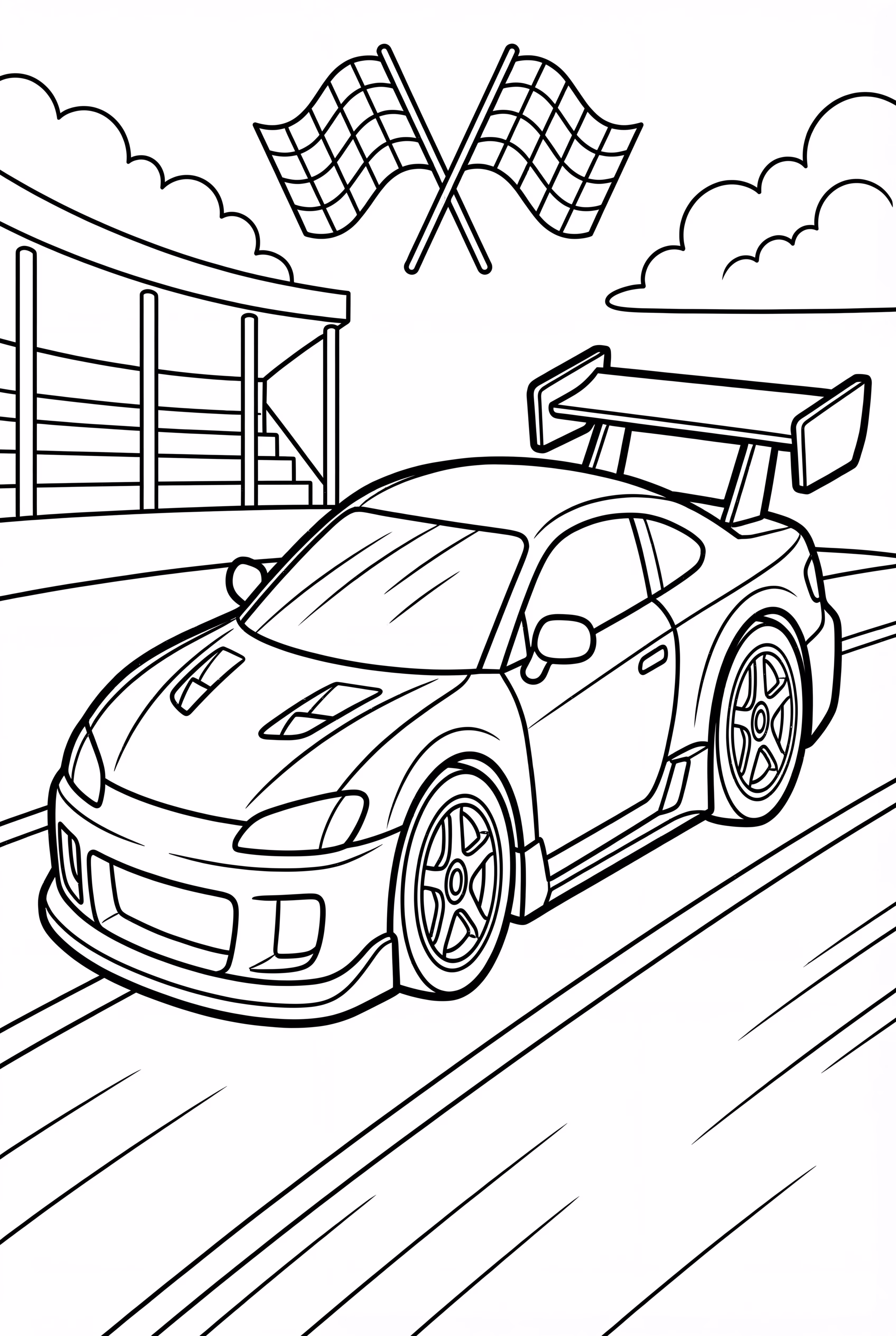 Modified Race Car With Angular Spoiler