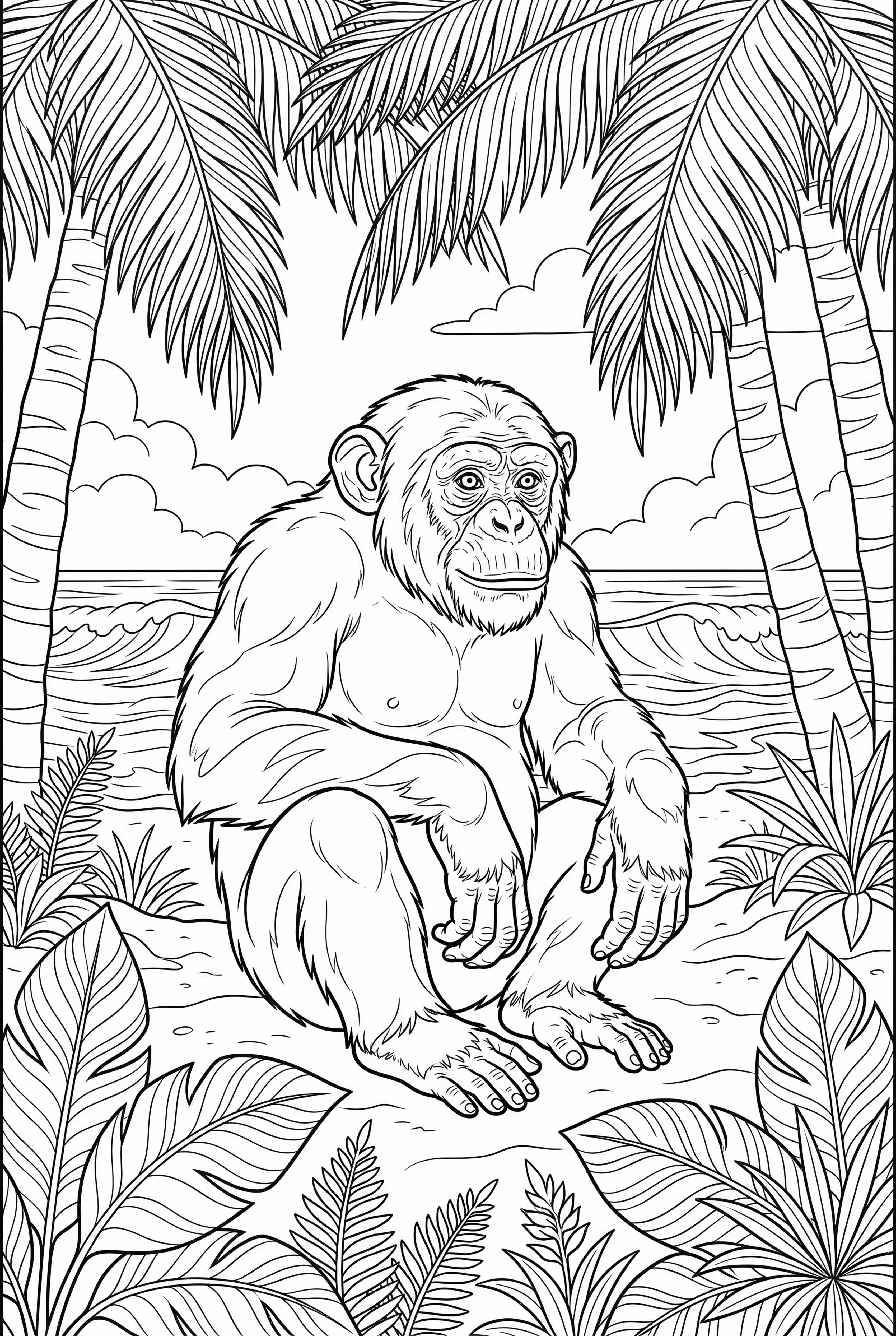 Monkey with palm trees
