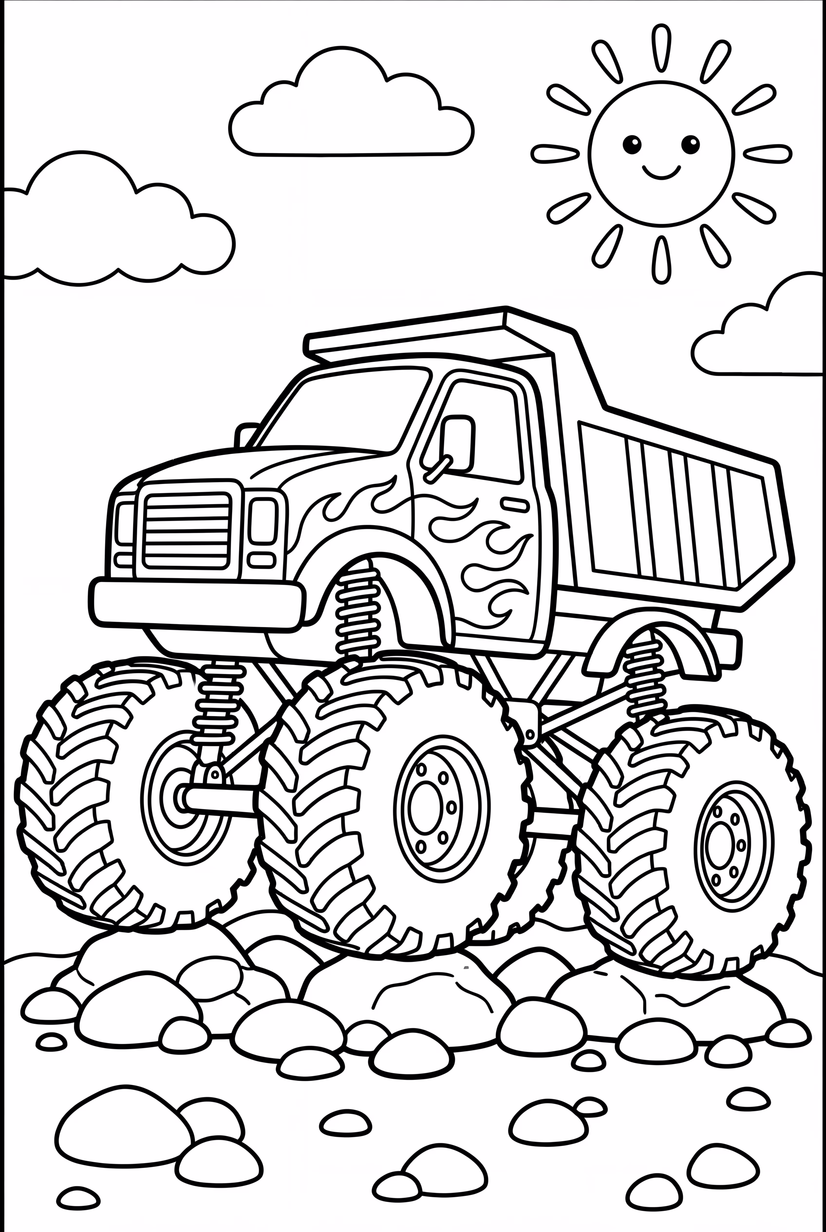 Monster Dump Truck With Flames