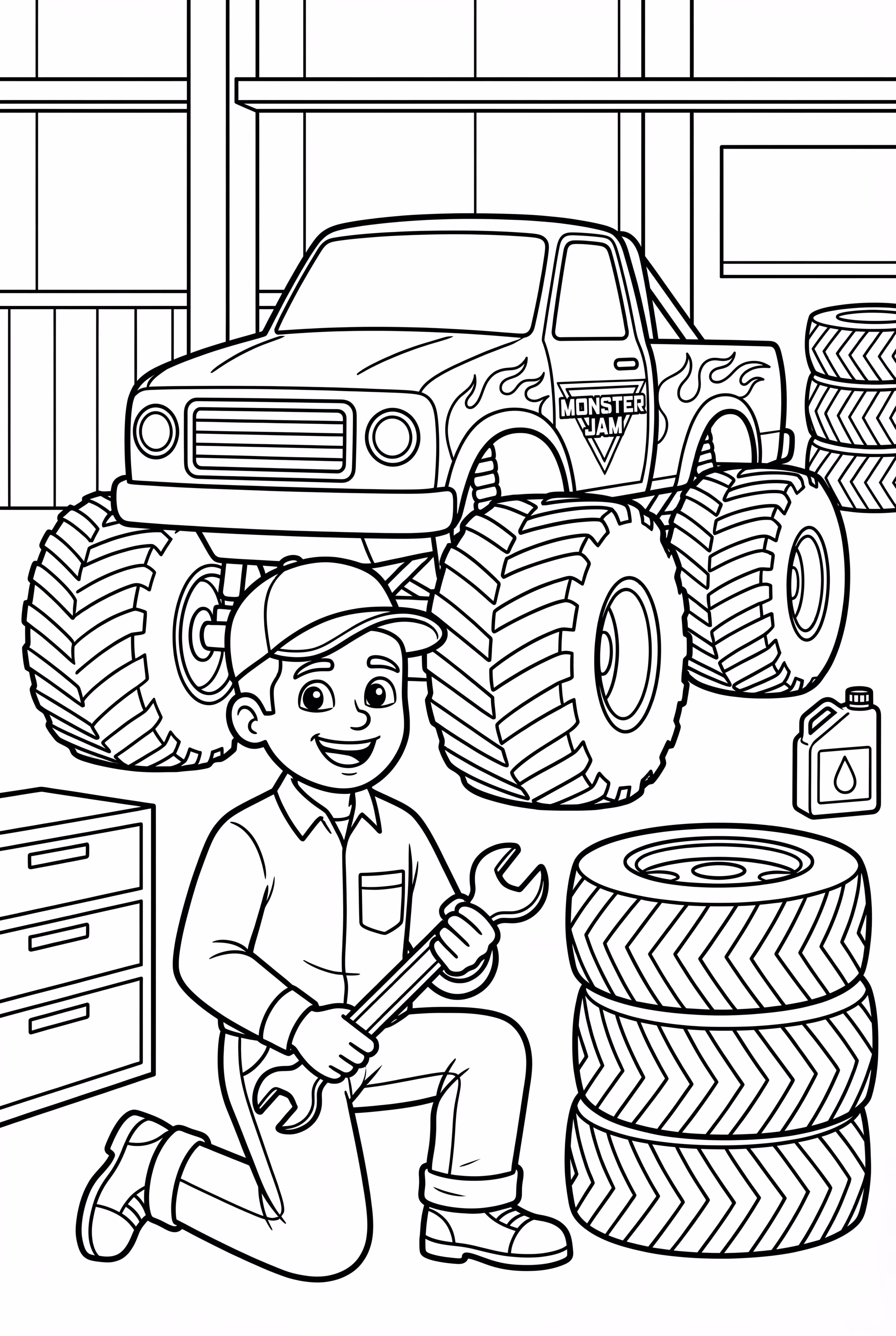 Monster Jam Mechanic At Work