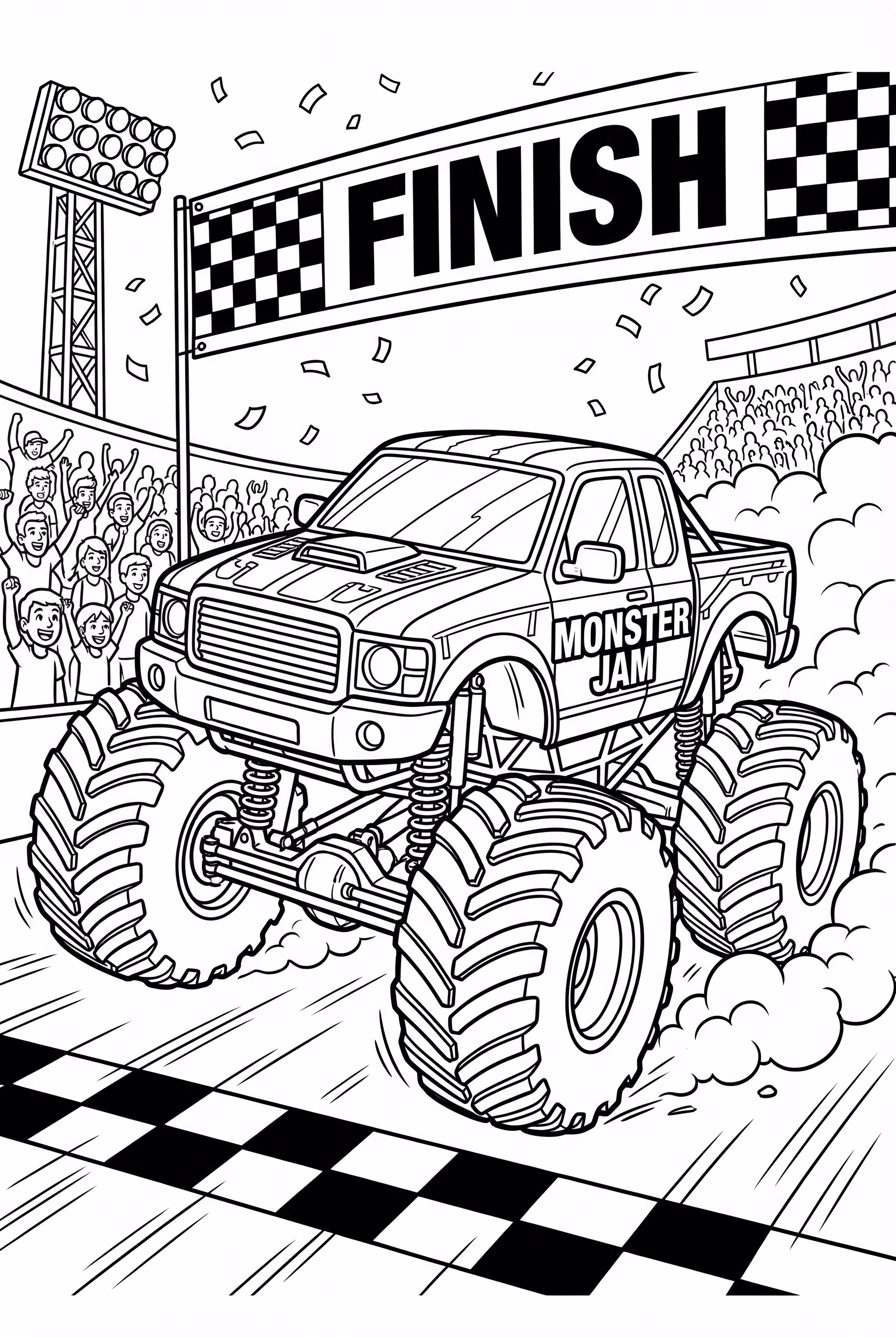 Monster Jam Truck Crossing The Finish Line