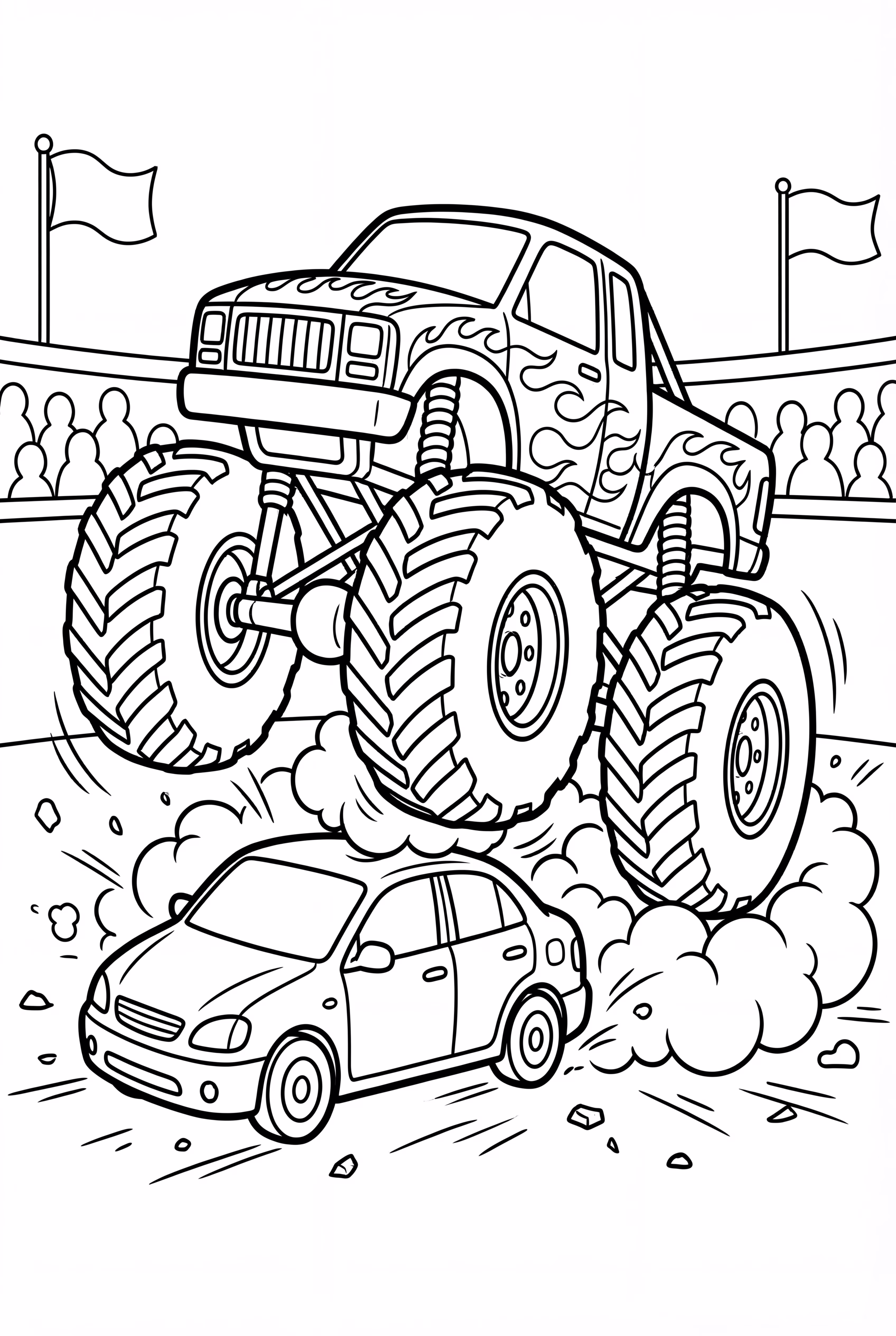 Monster Jam Truck Crushing A Single Car