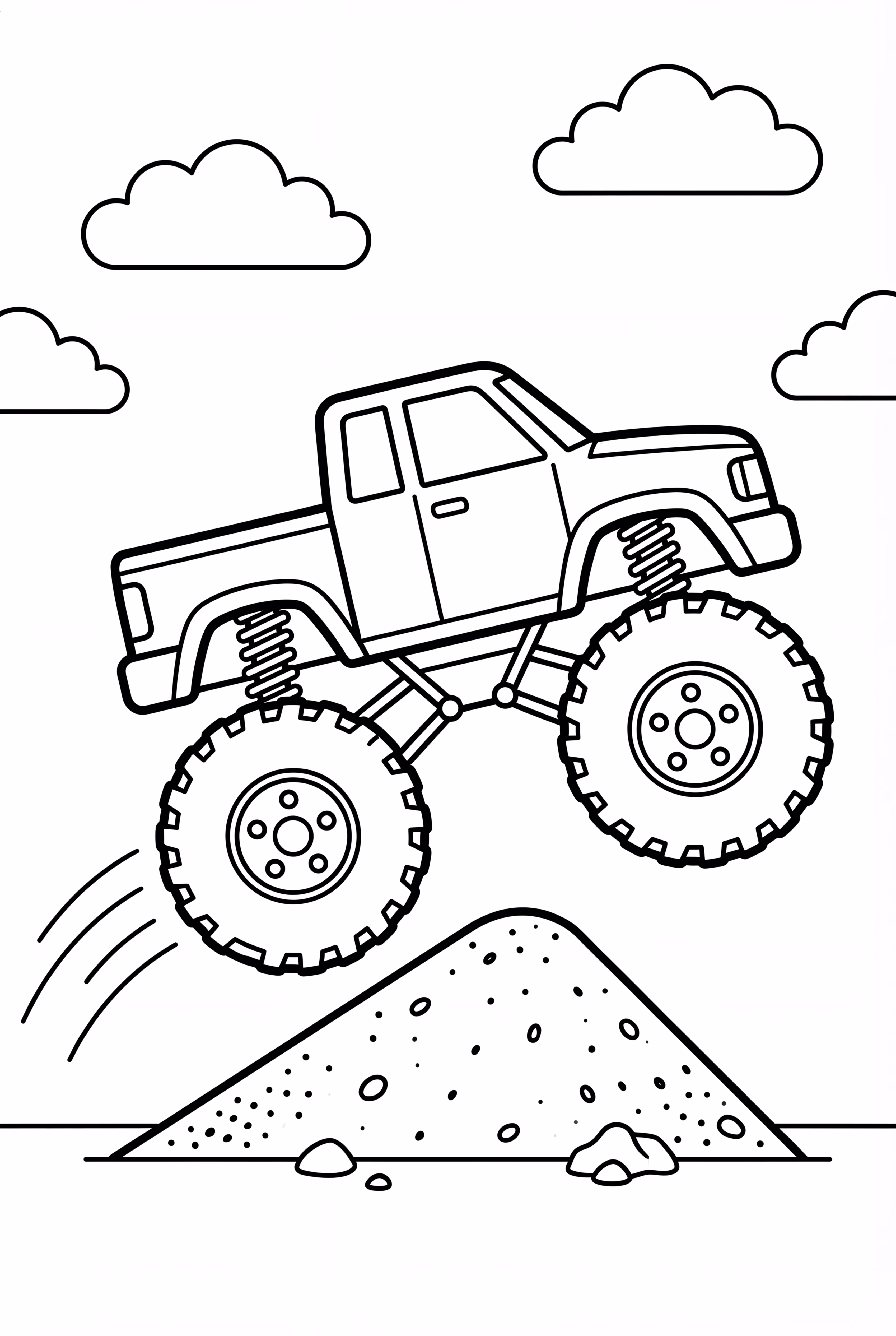 Monster Truck doing a huge jump over a ramp