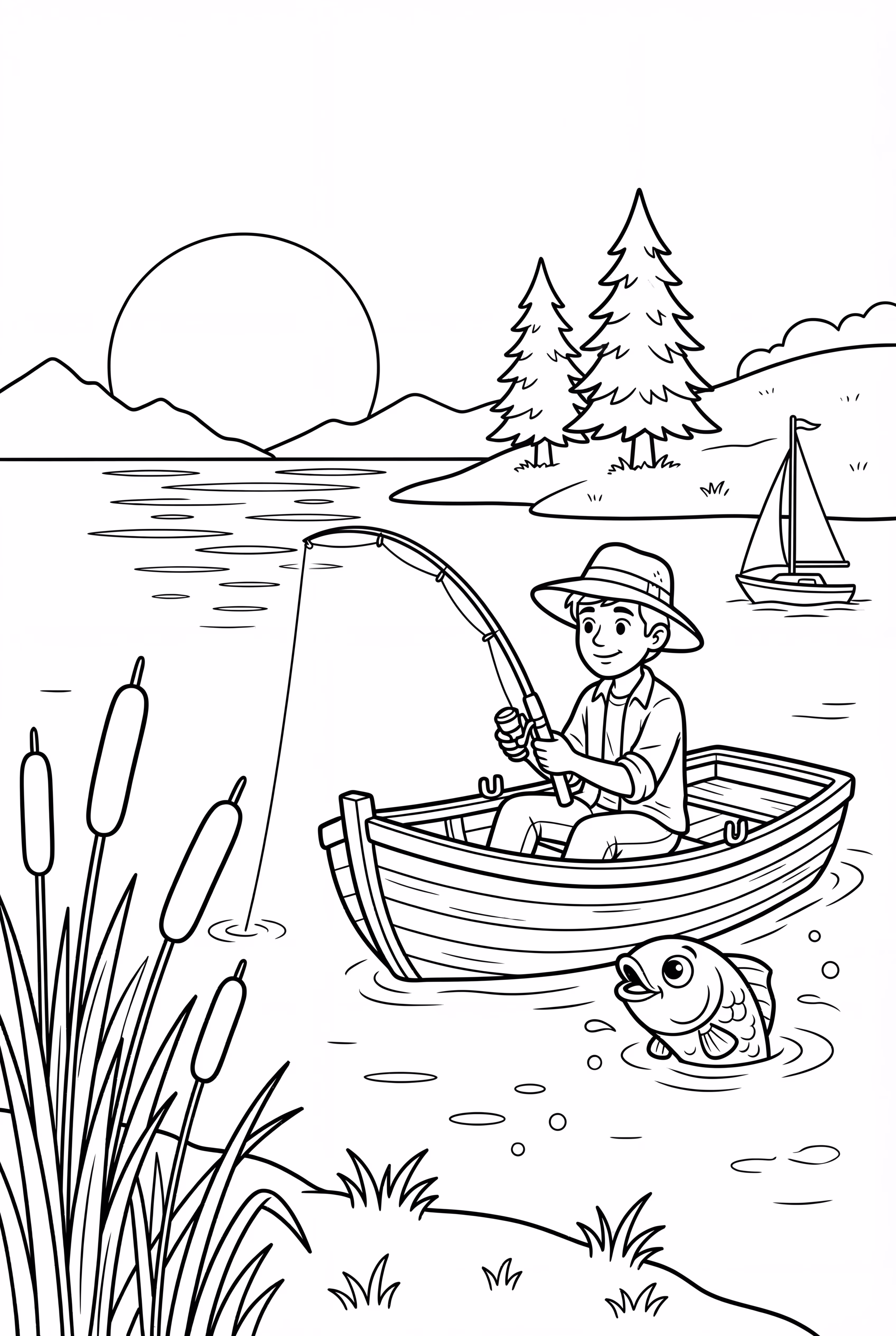 营地湖的早晨钓鱼