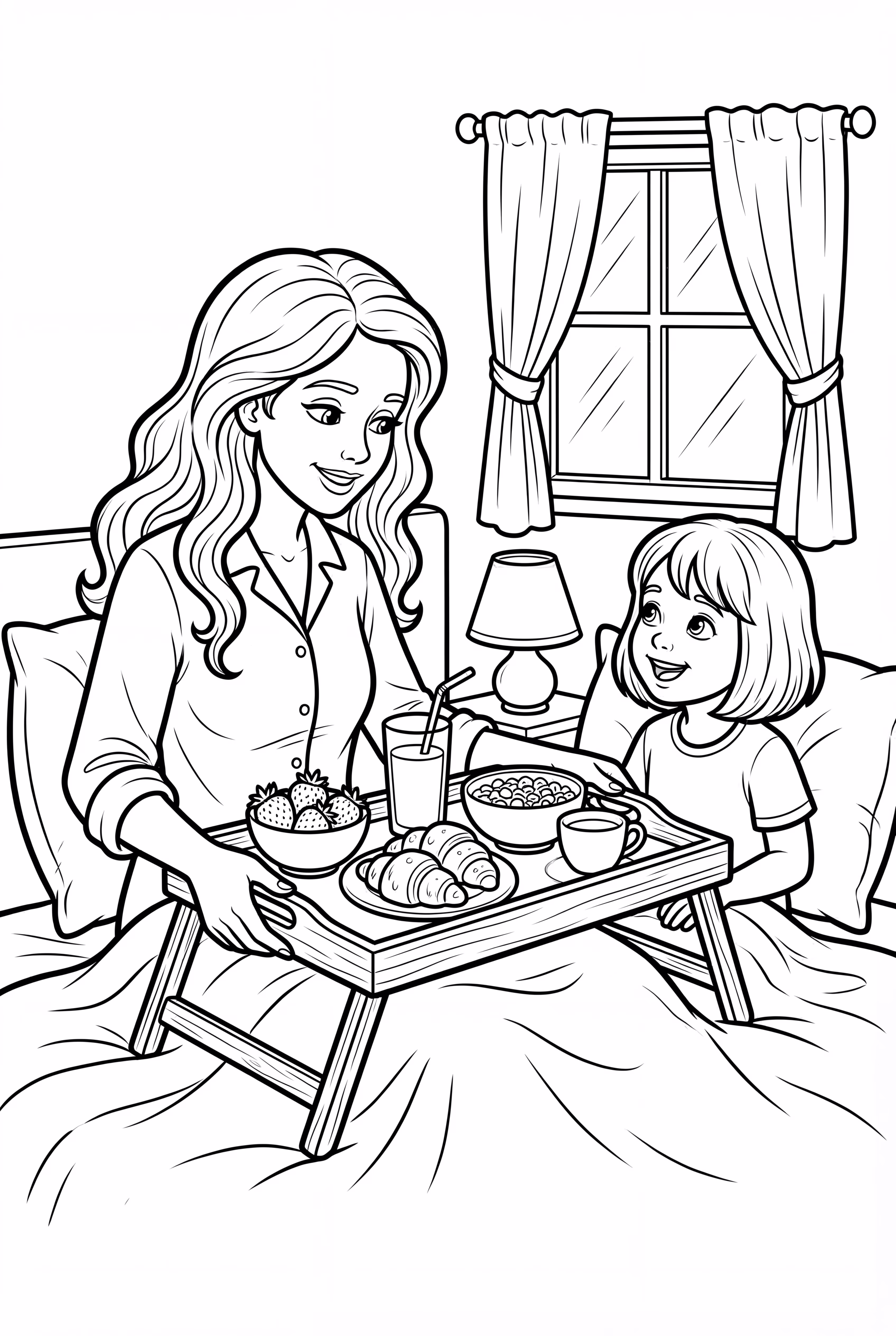 Mother's Day Breakfast in Bed with Floral Napkin Art