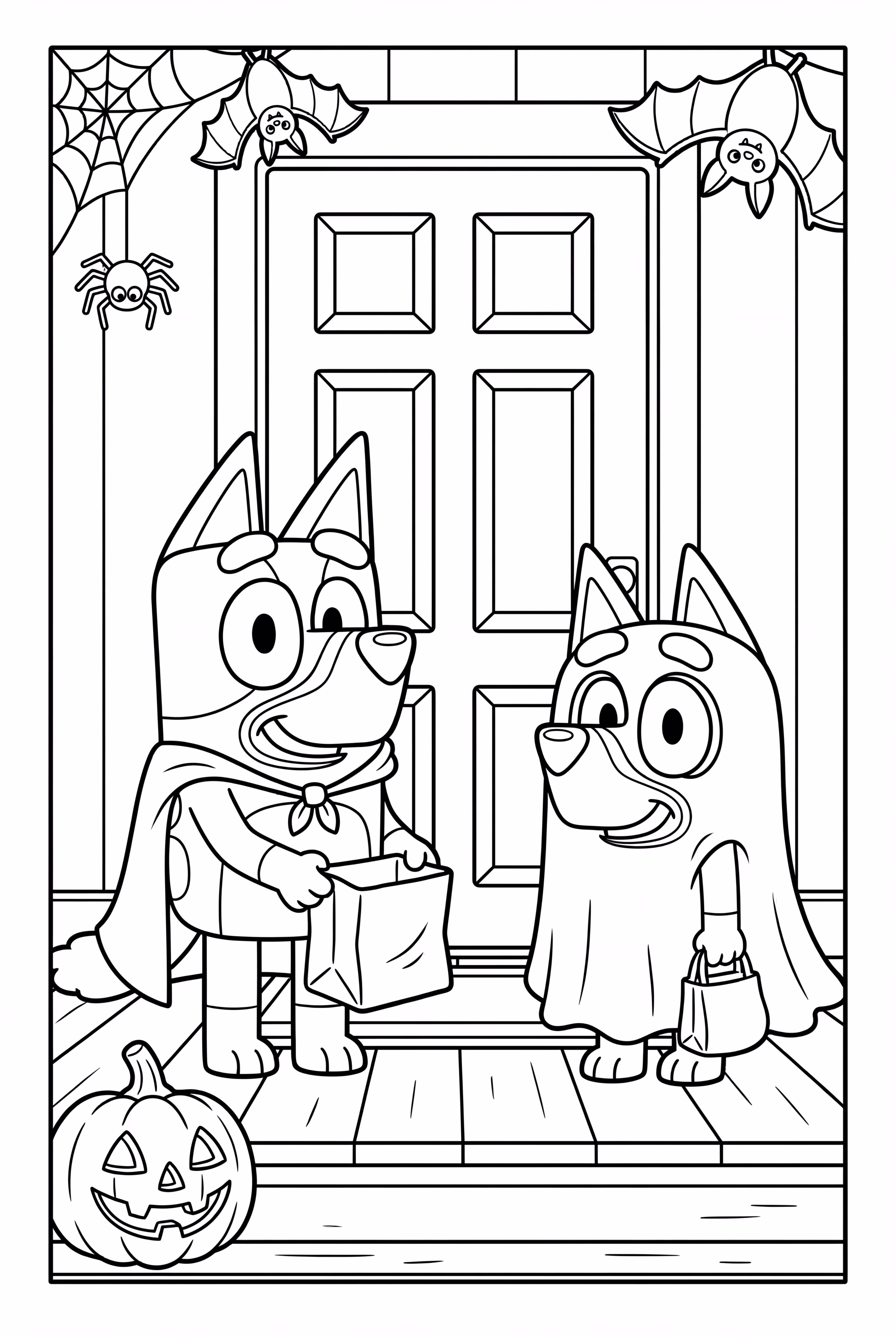 Muffin And Socks On A Bluey Halloween Porch