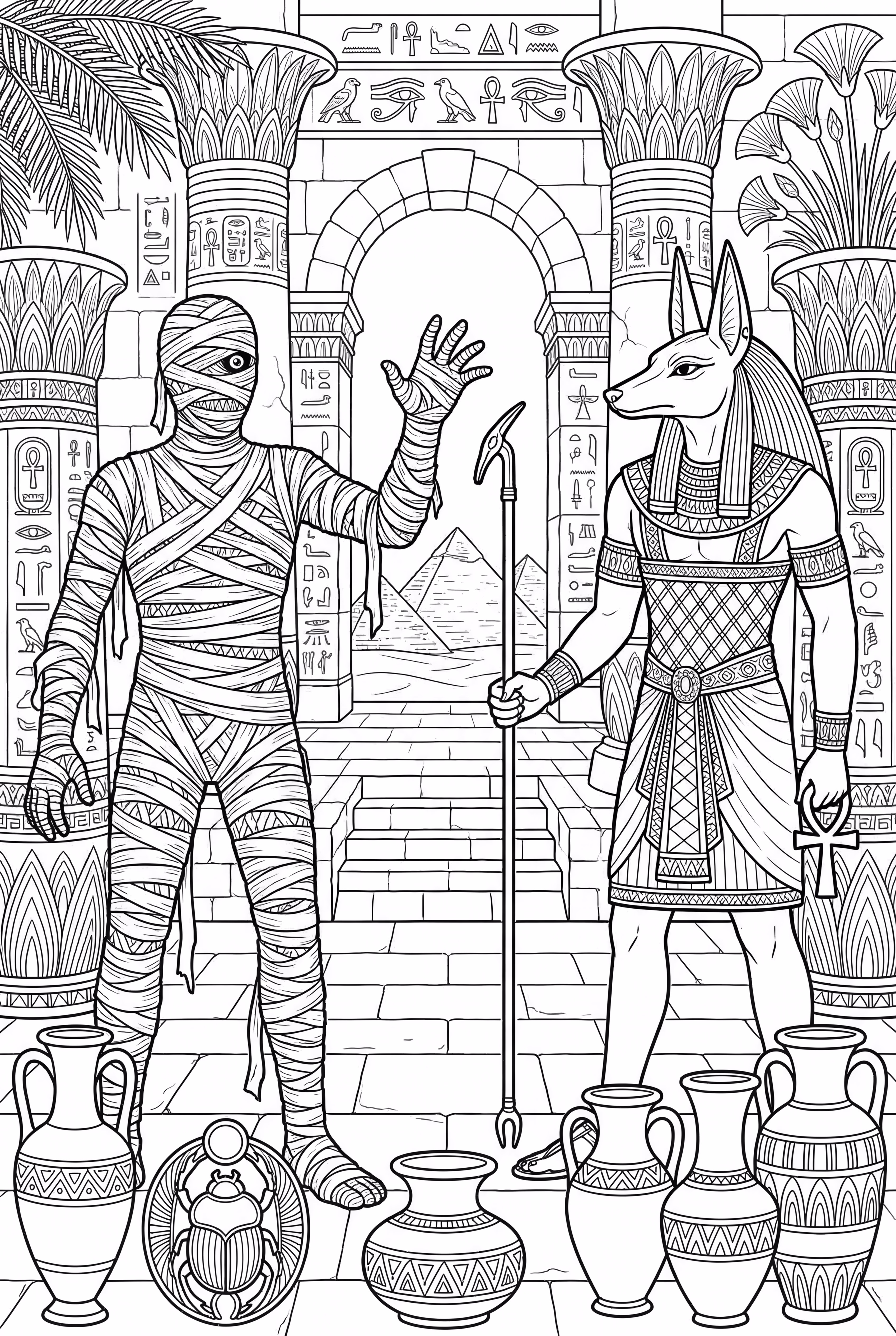 Mummy And Anubis In The Underworld