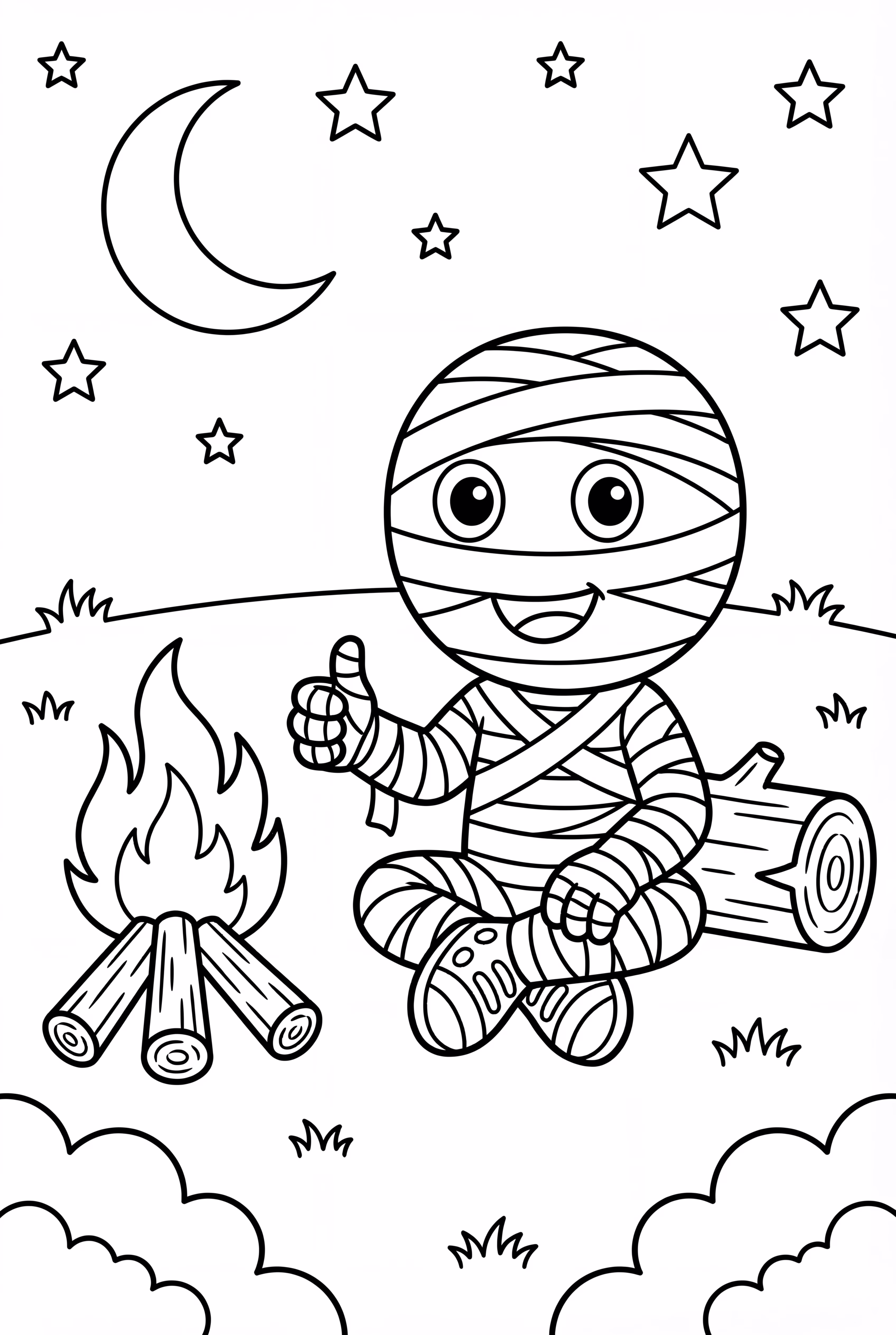 Mummy By A Campfire At Night