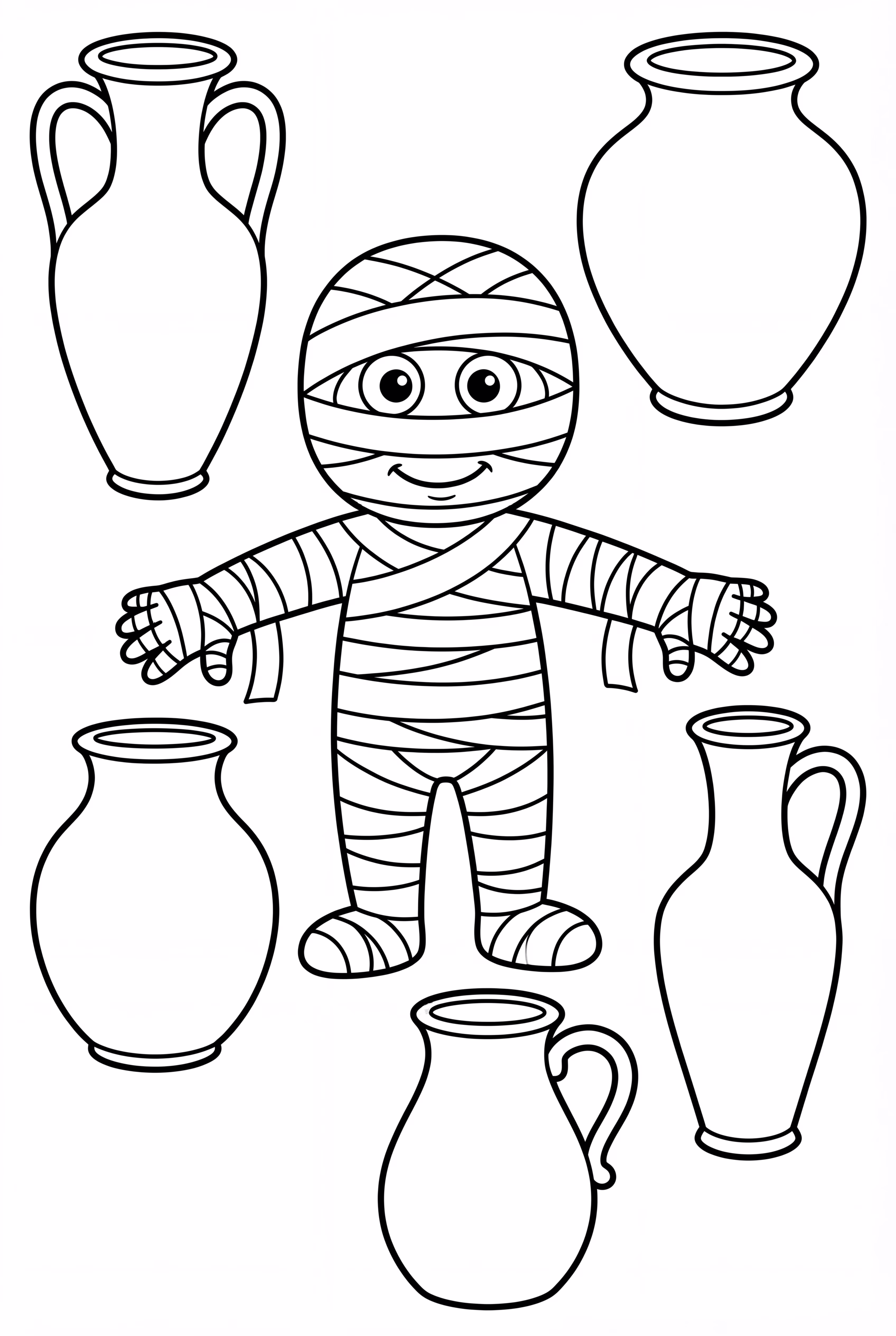 Mummy Surrounded By Egyptian Vases