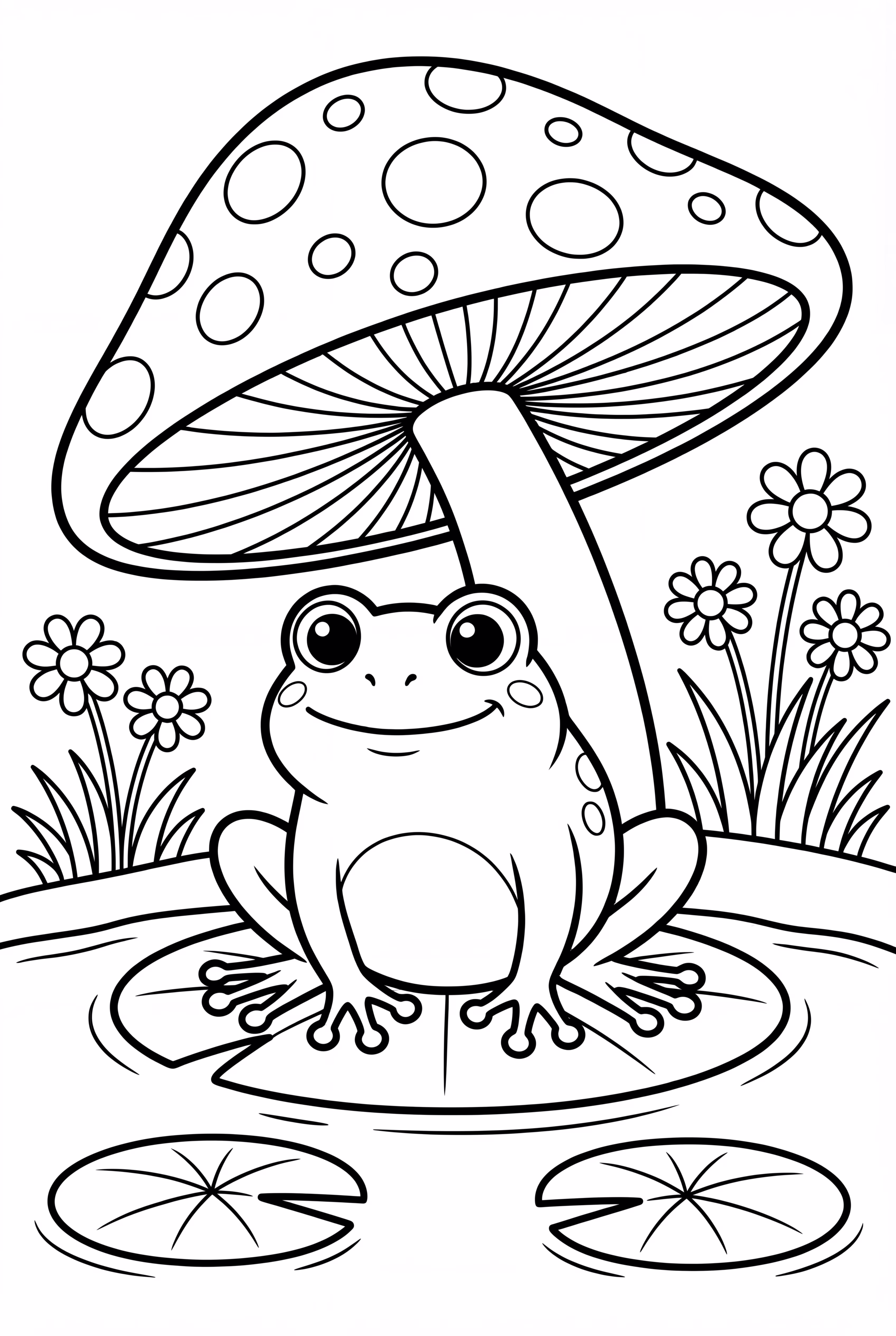 Mushroom Sheltering Frog