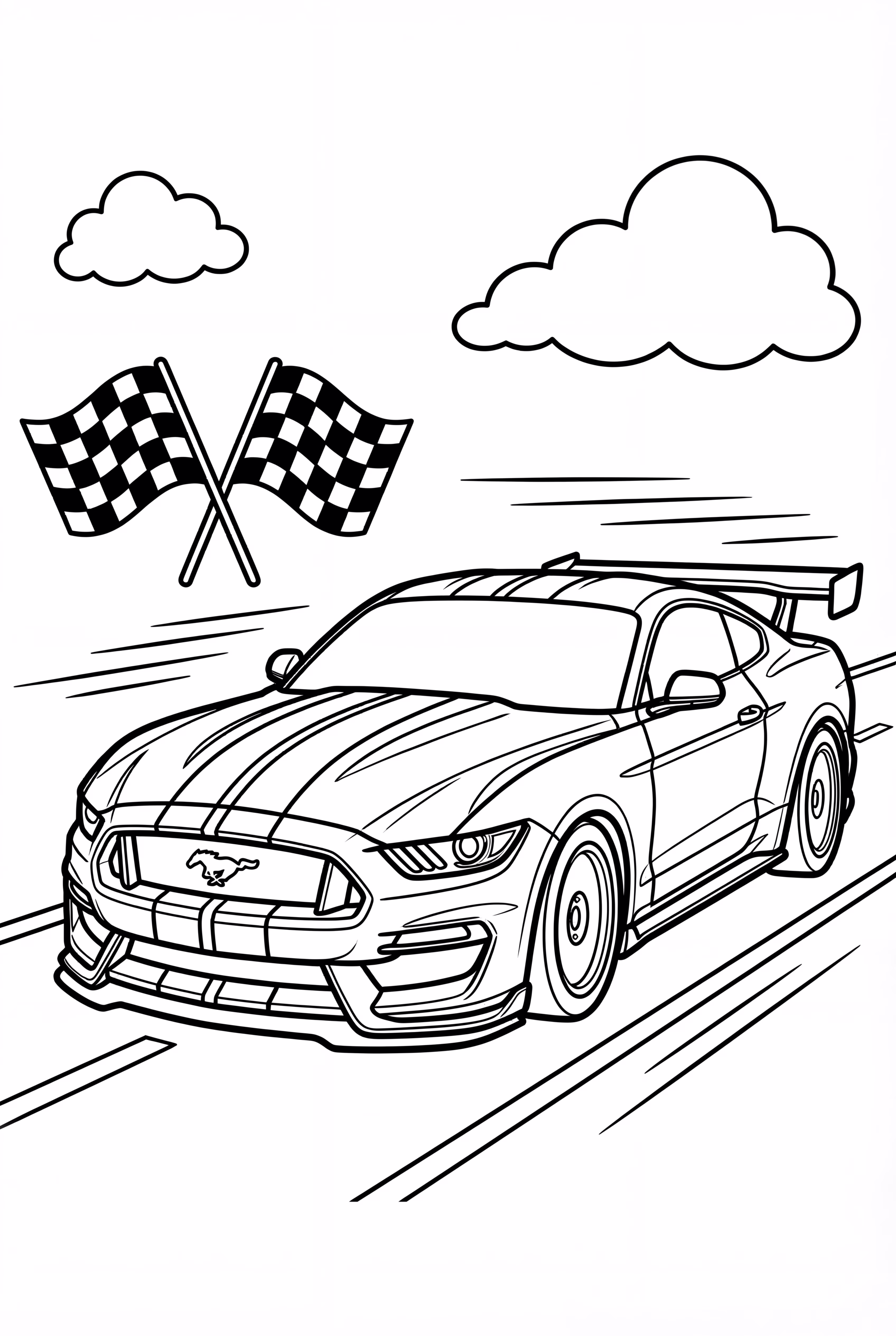 Mustang Race Car With Striped Decals