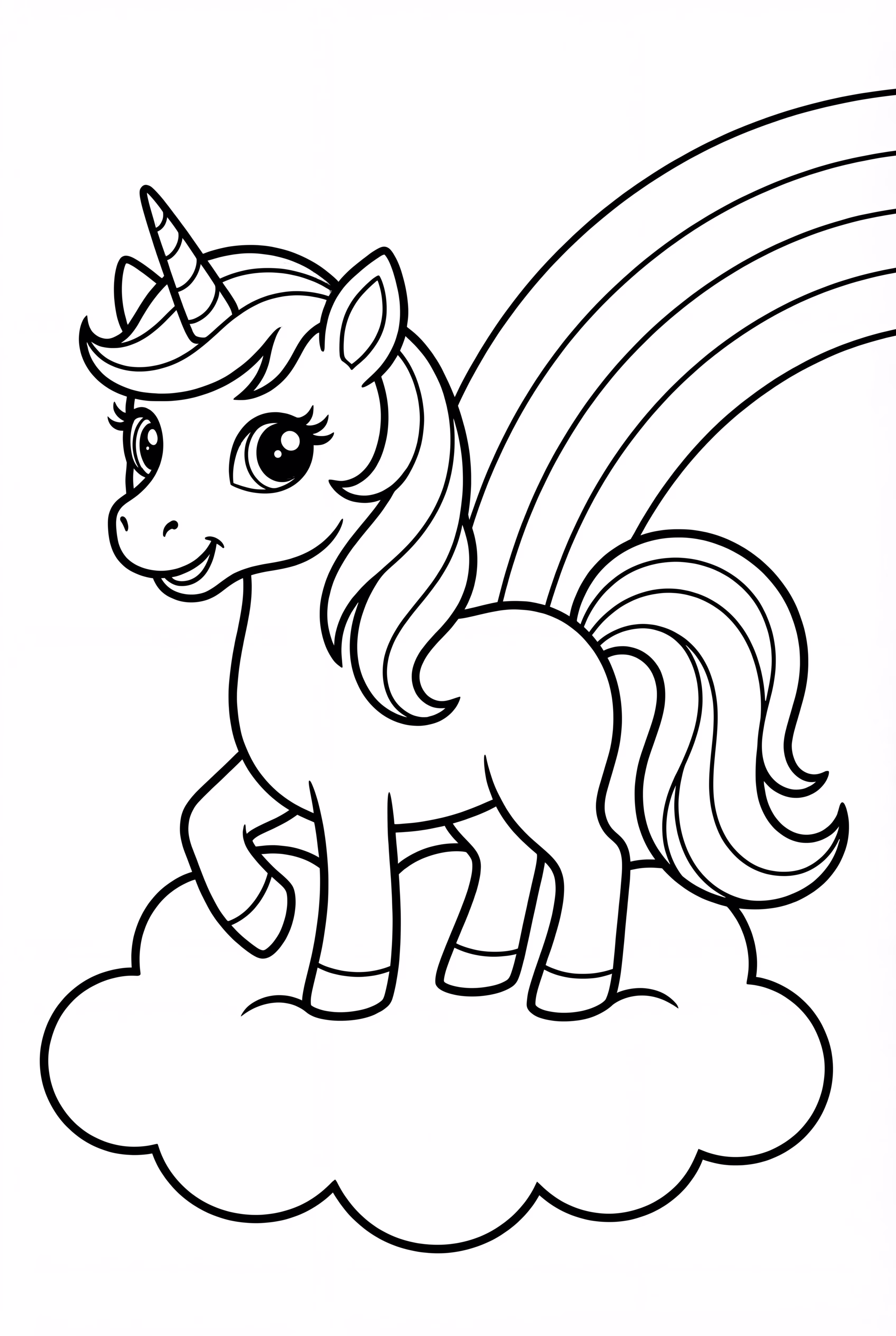 Mi pequeño pony unicornio en el cielo arcoíris
