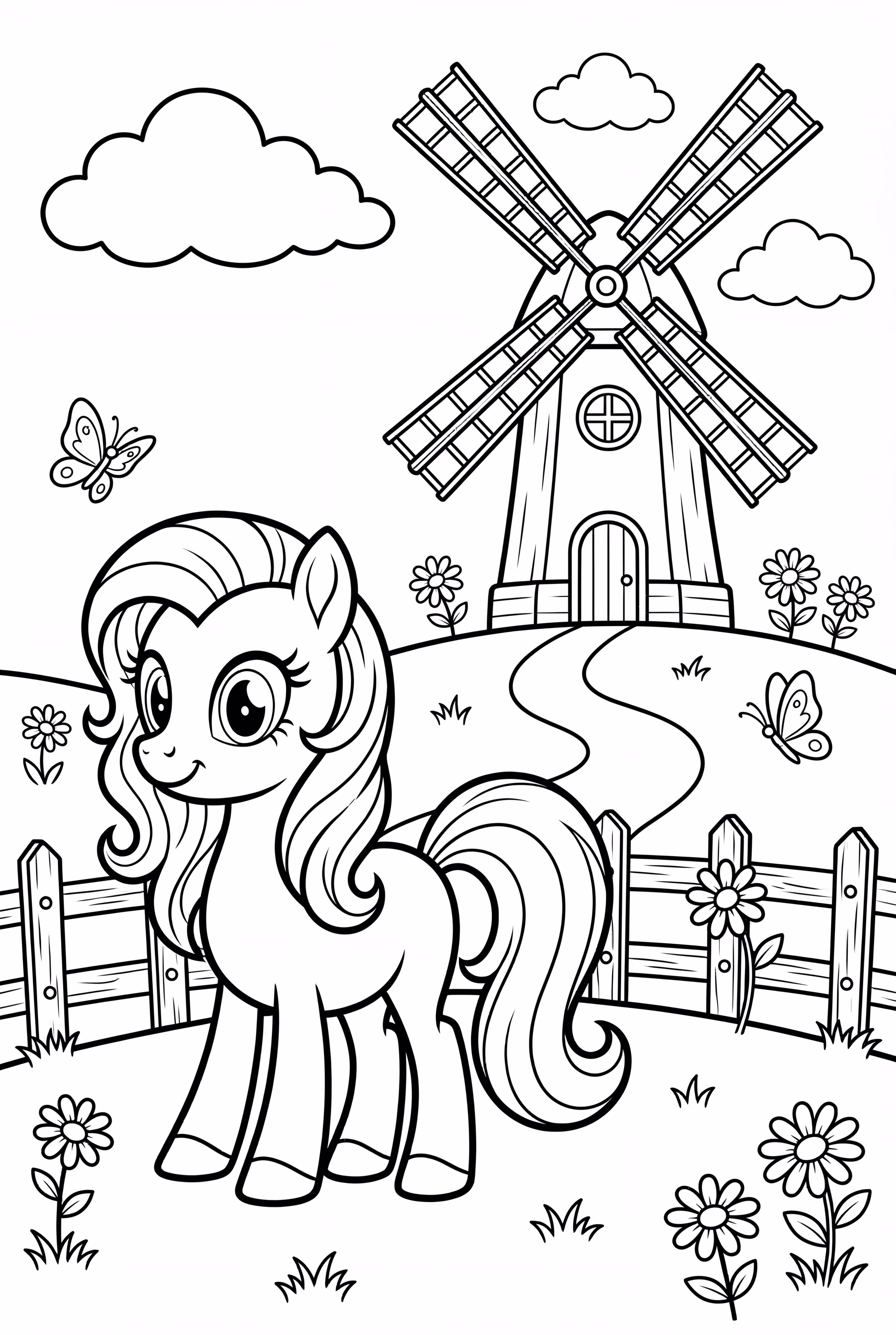 我的小馬 風車草地場景