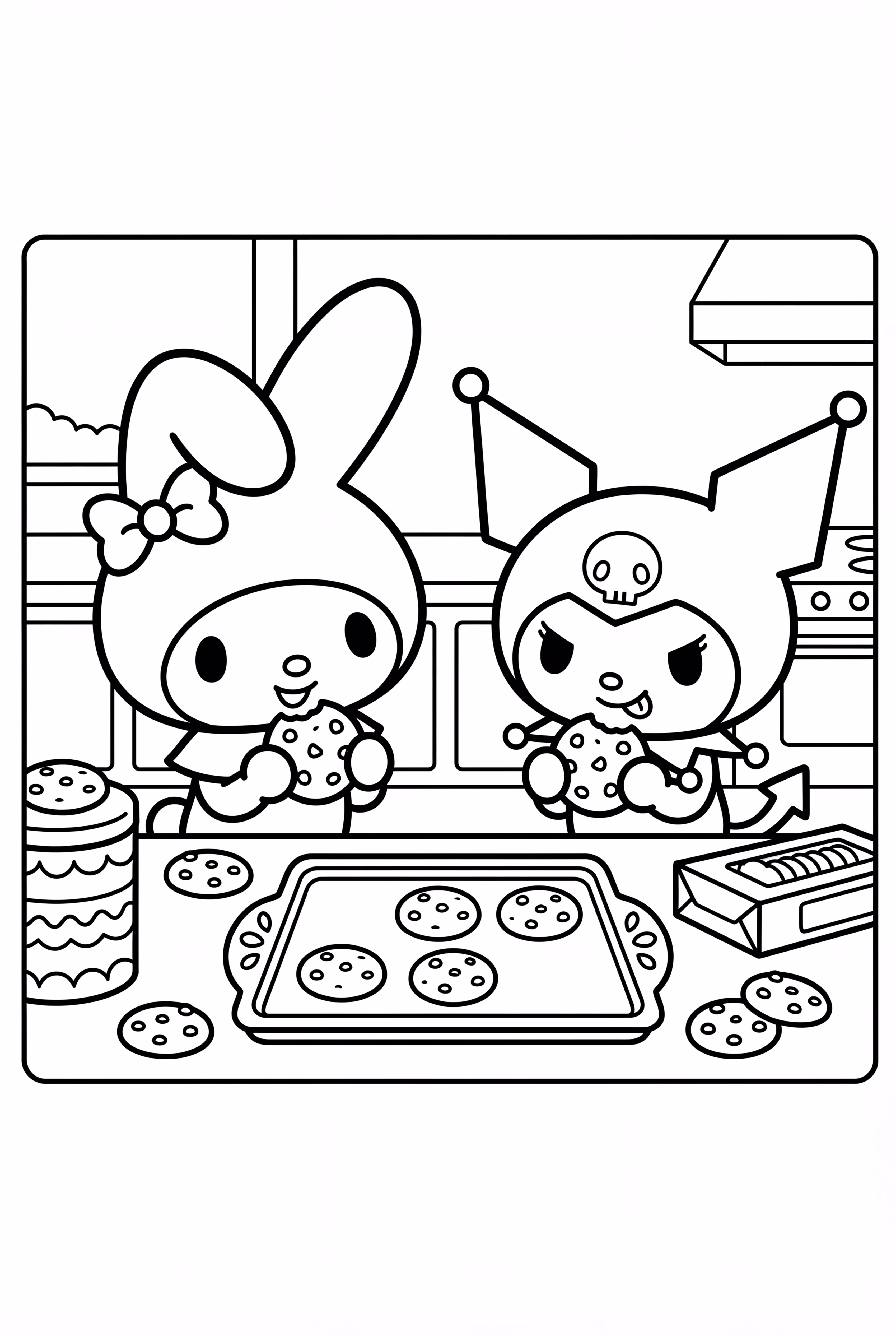My Melody and Kuromi Baking Cookies