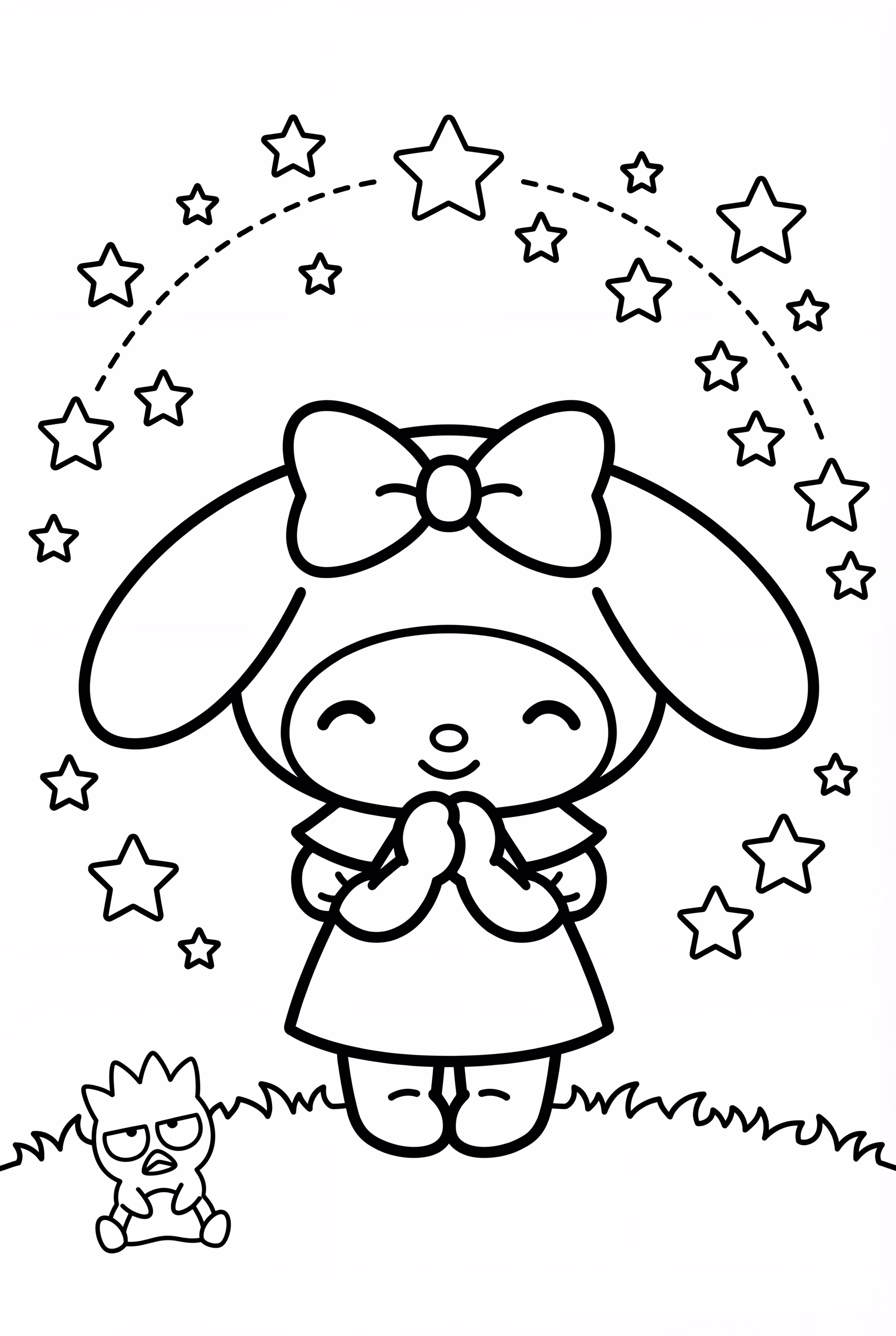 My Melody faisant un vœu sous les étoiles