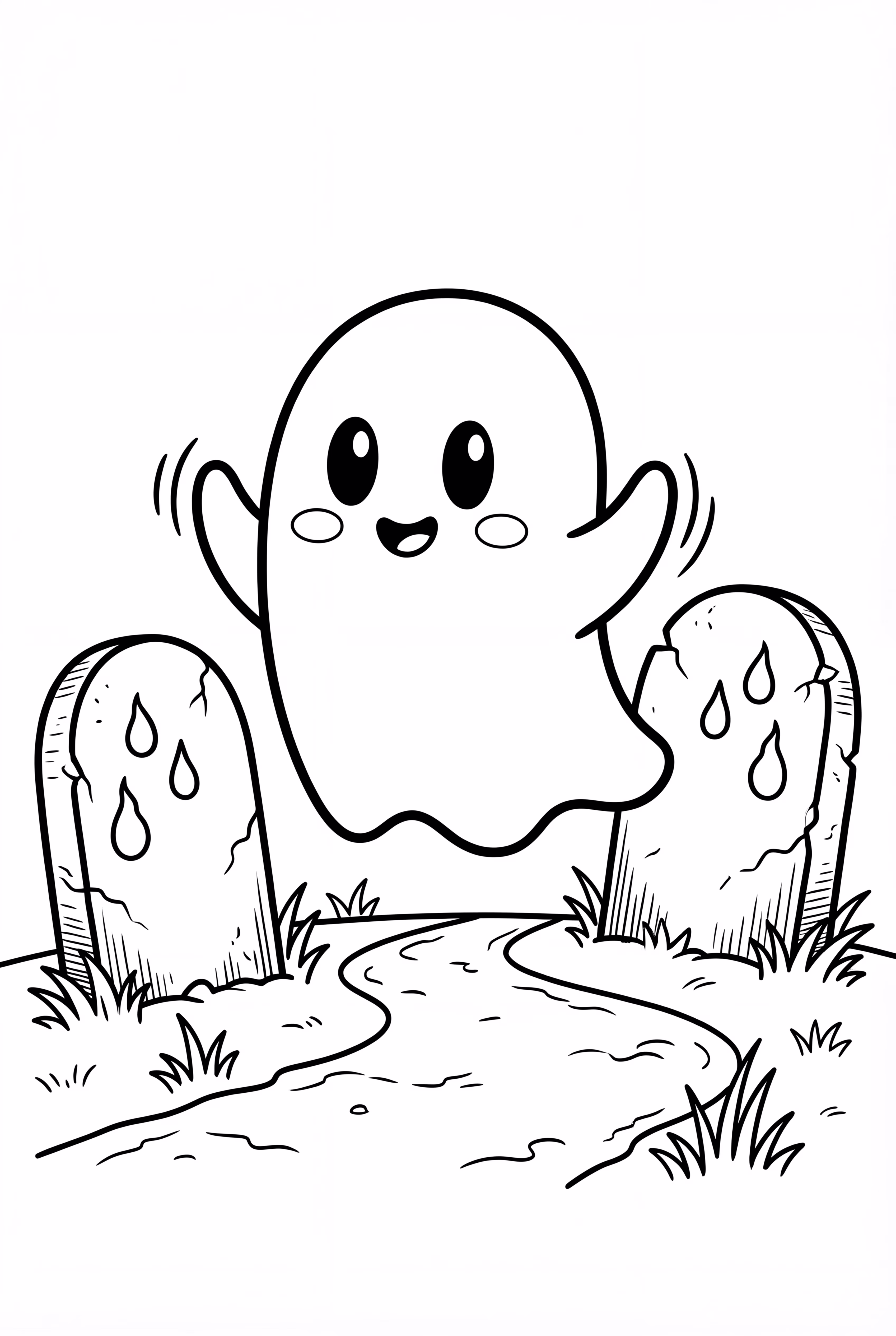 Mysterious Ghost Floating in a Graveyard