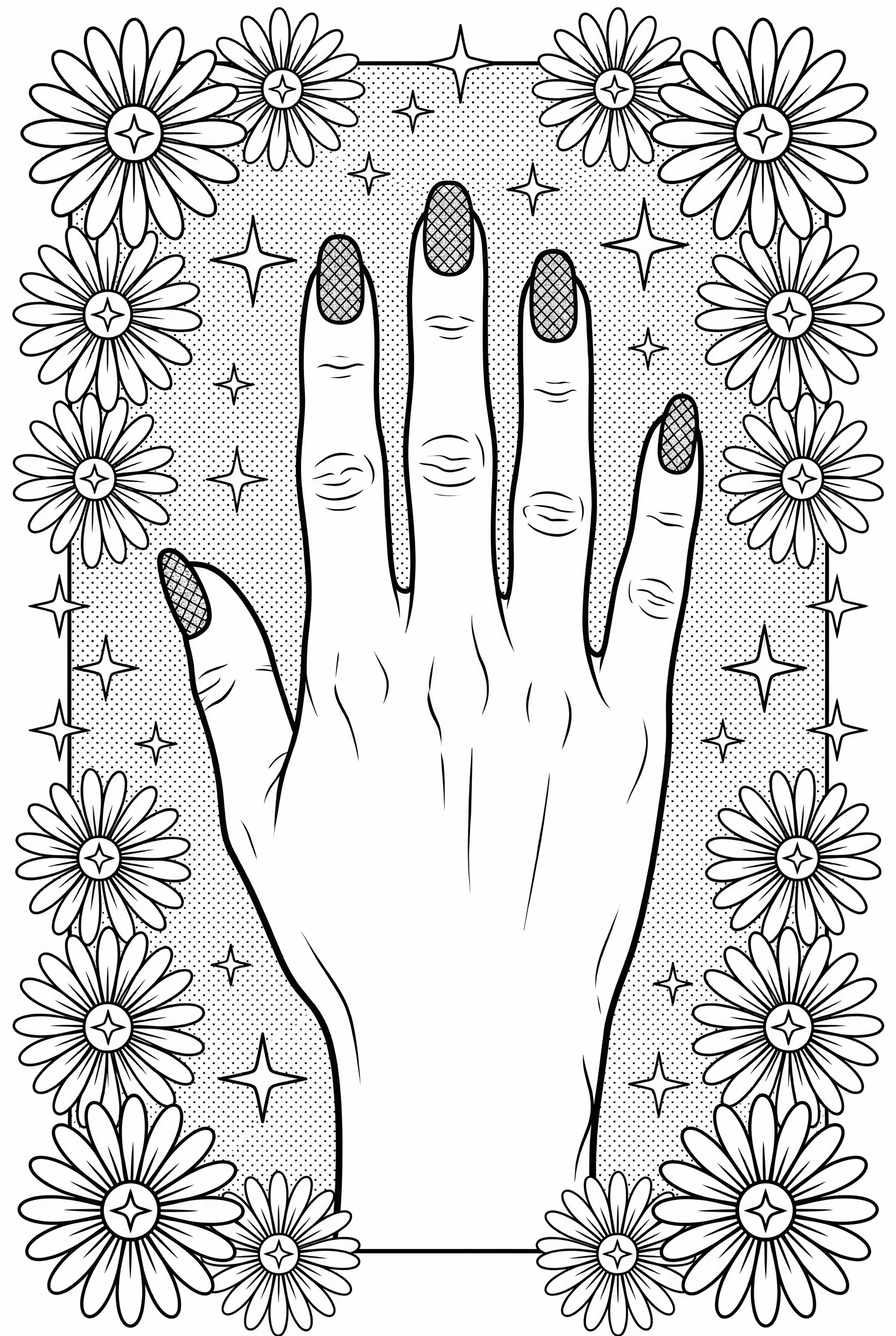 Nails Decorated with Glitter Stars