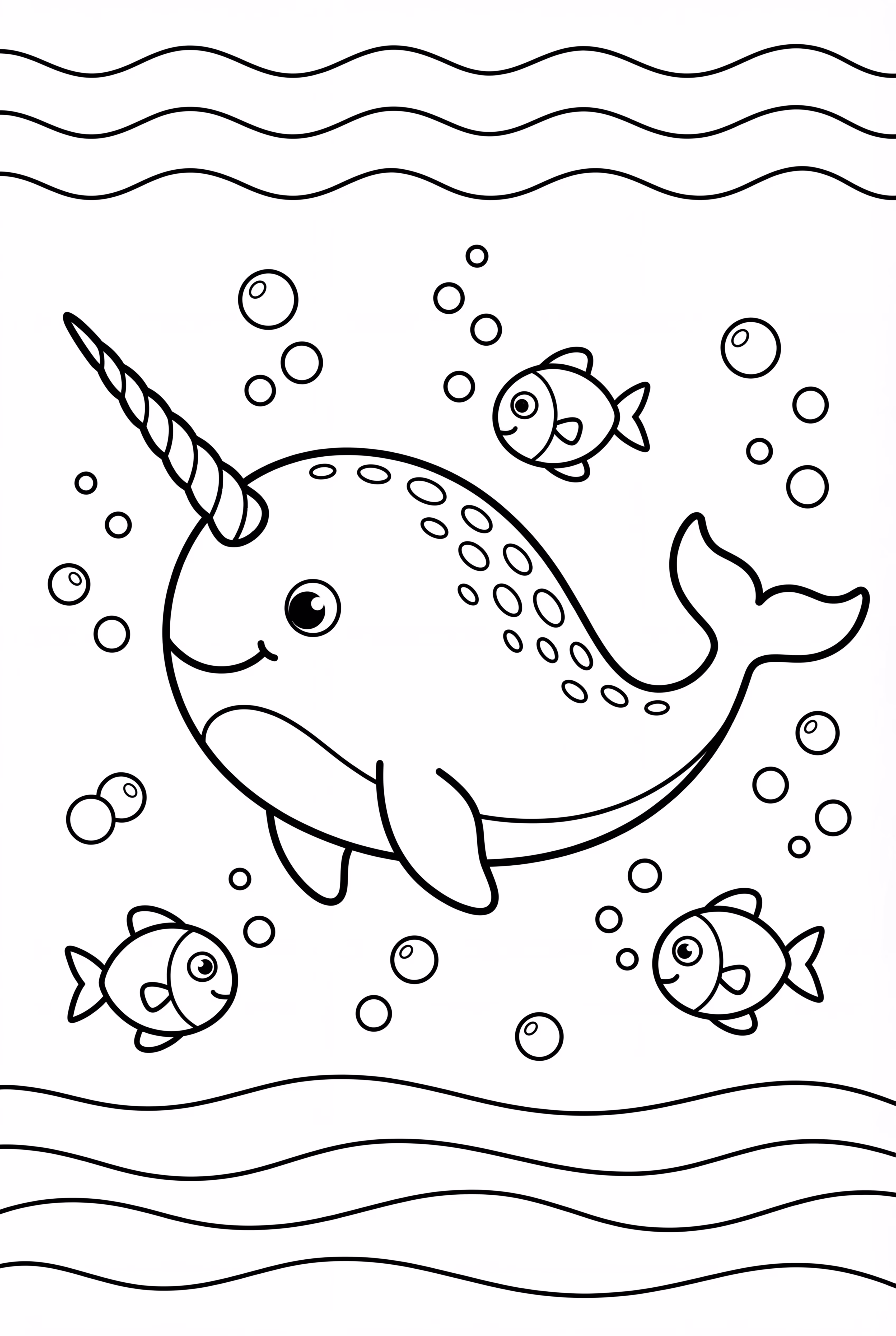 Narwhal With Tusk Under The Sea