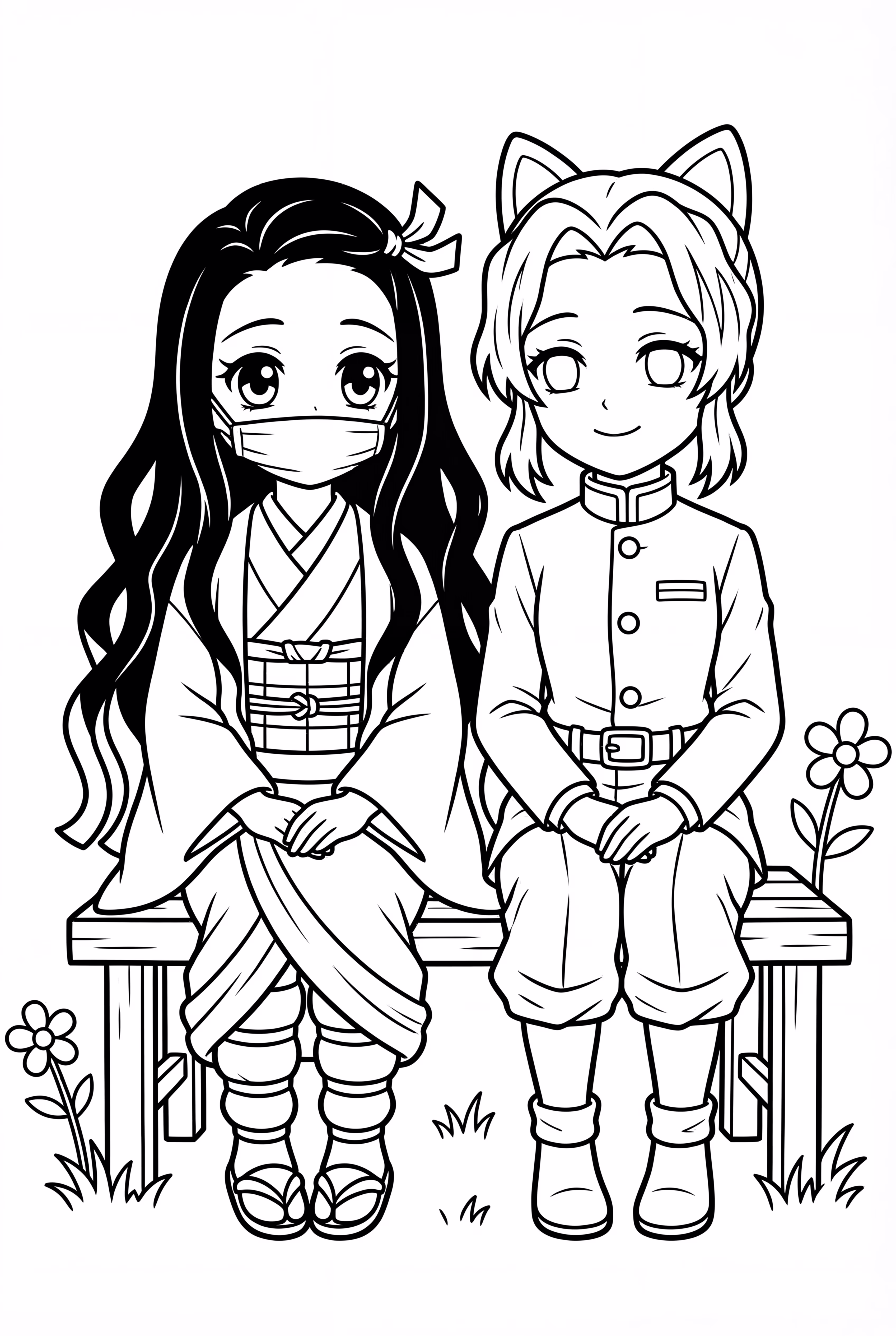 Nezuko And Shinobu Sitting Together