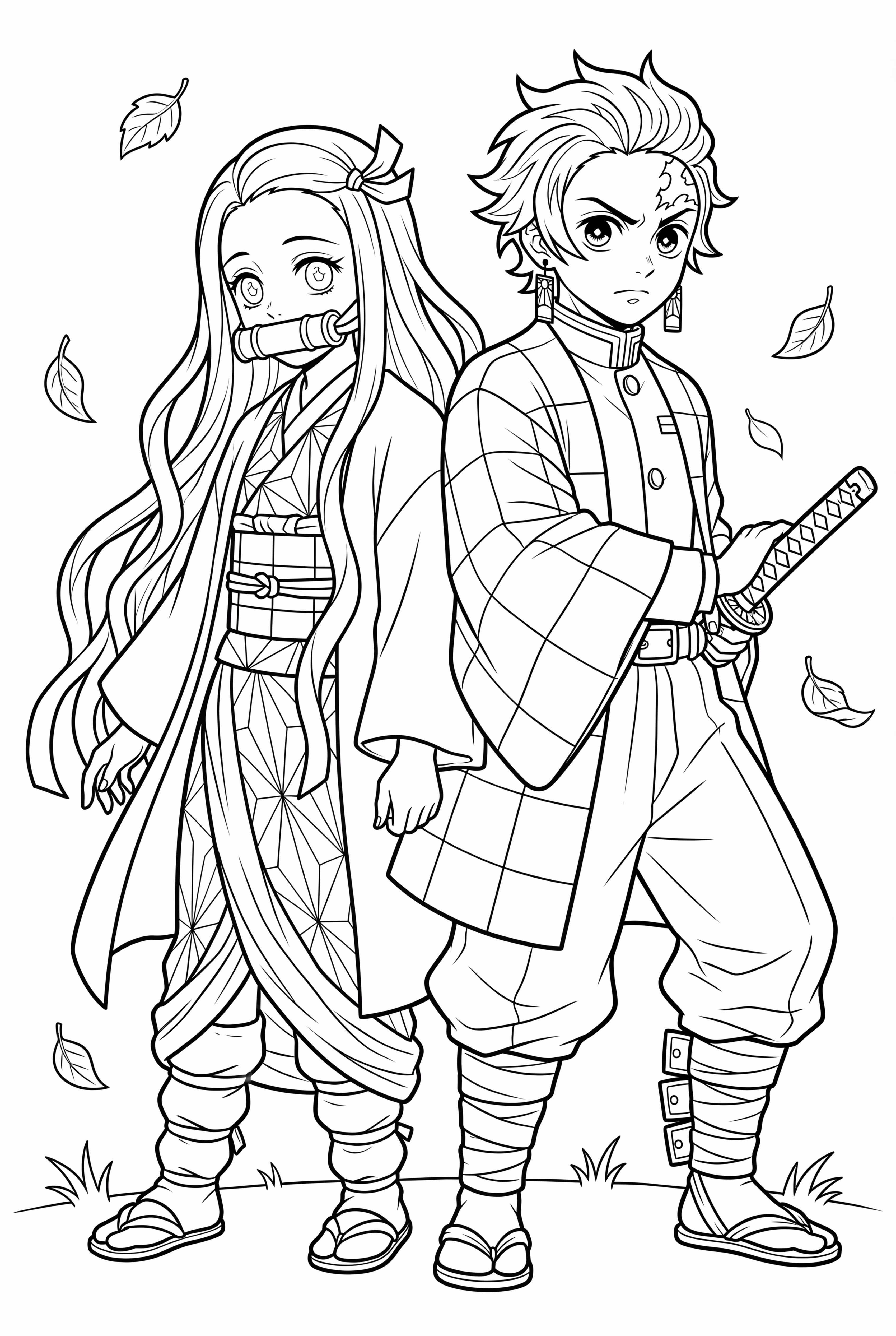 Nezuko y Tanjiro de espaldas