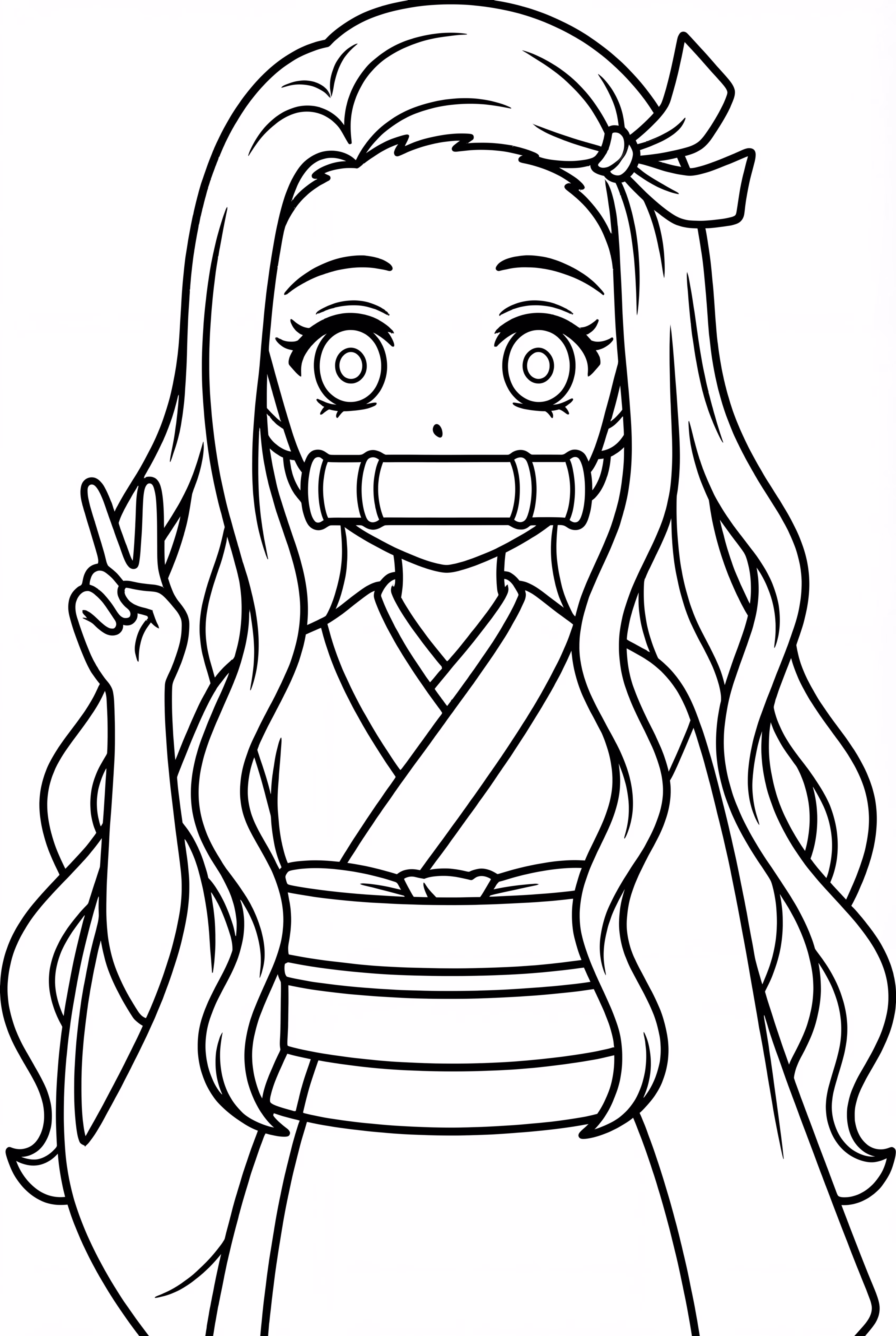 Nezuko Making A Peace Sign