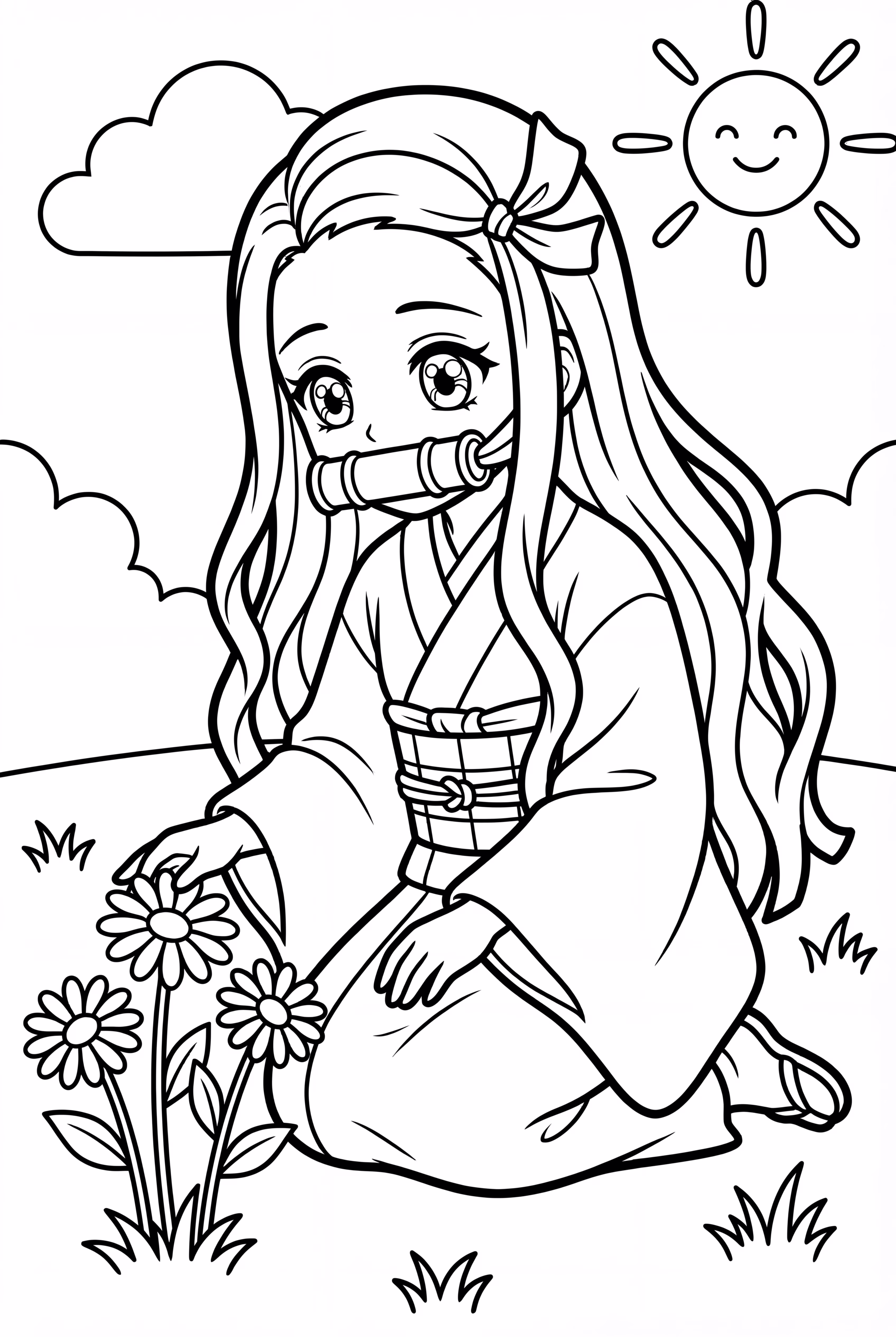 Nezuko Cuidando las Flores