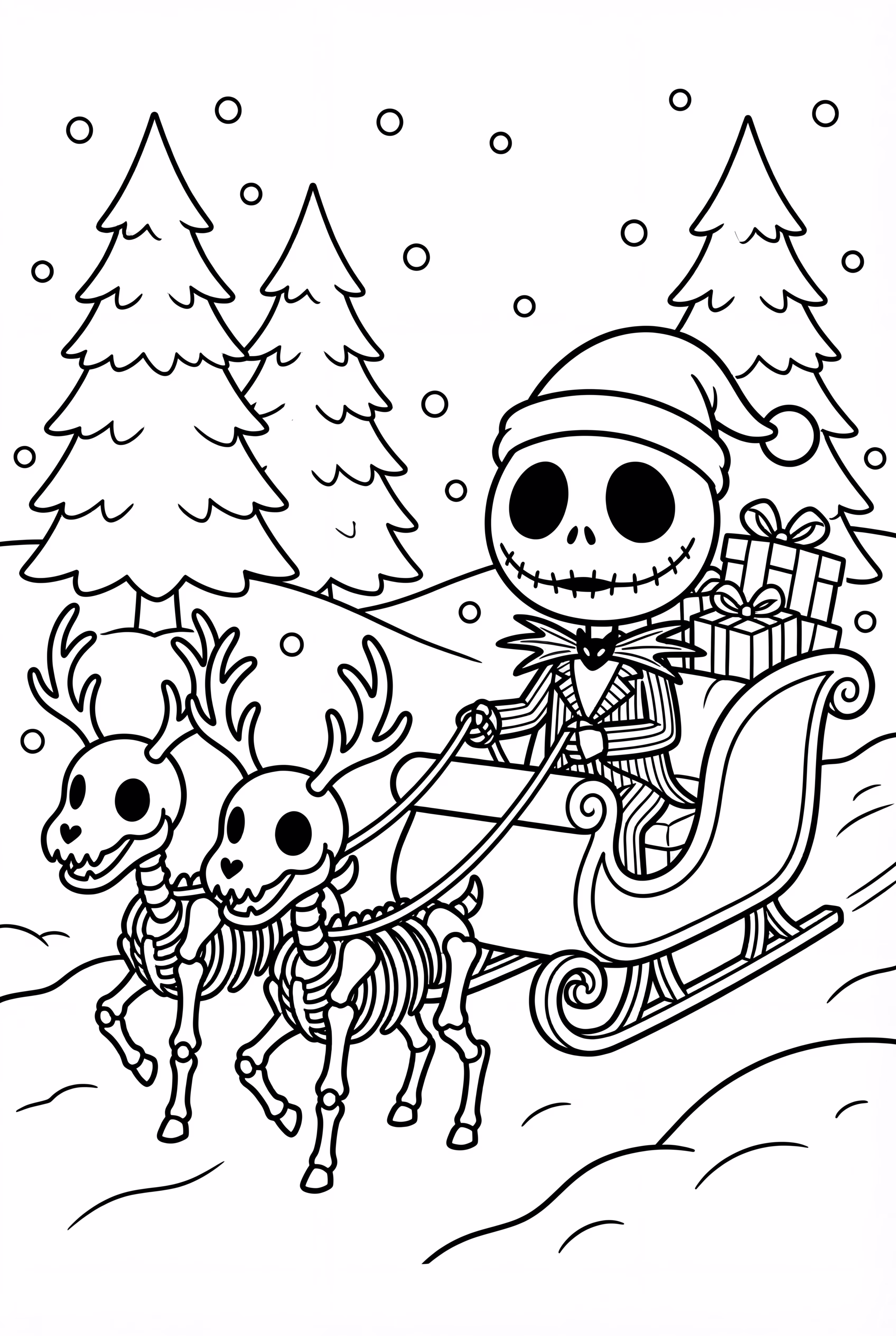 Nightmare Before Christmas Schlitten mit Skele-Hirschen
