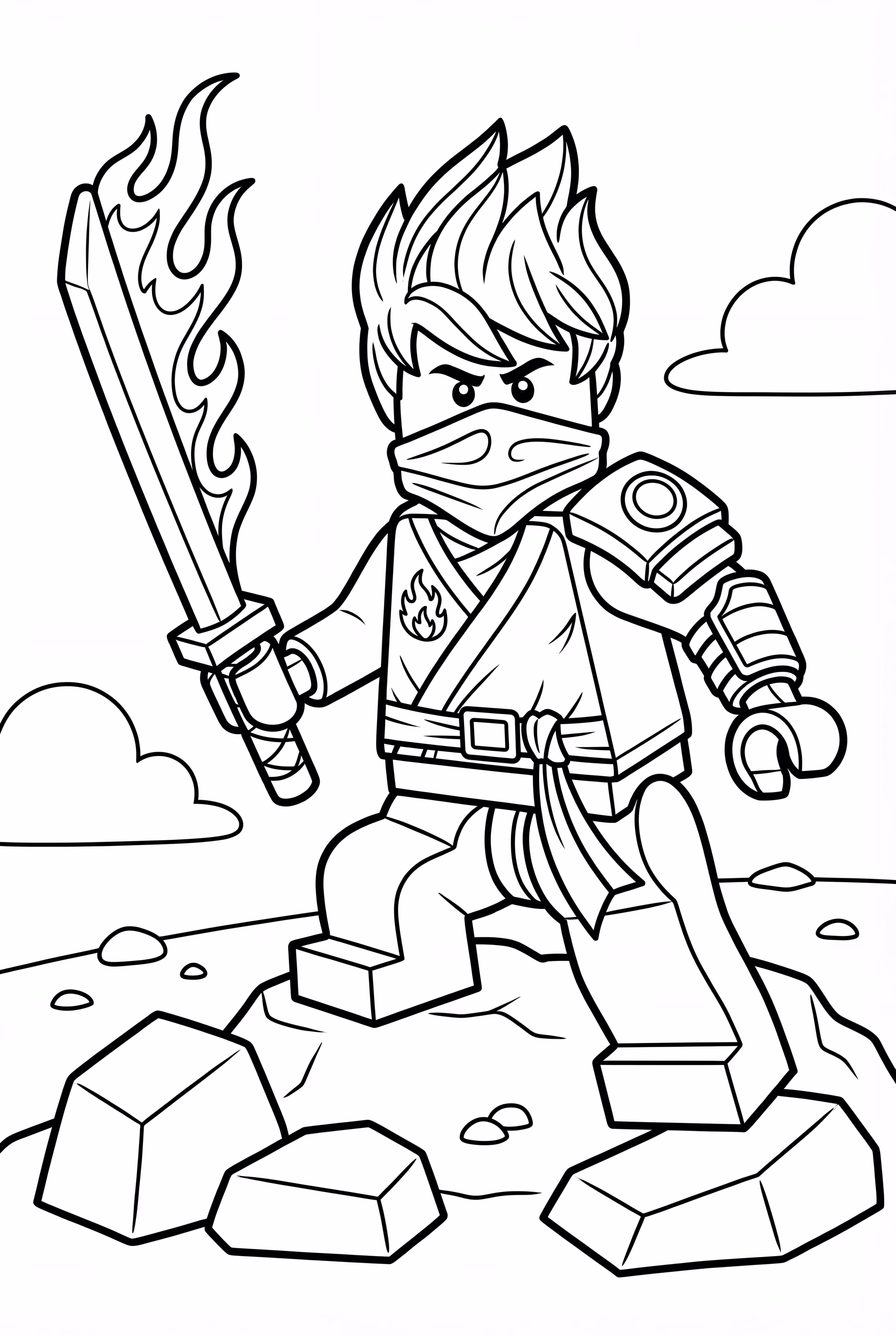 Ninjago Kai avec son épée de feu