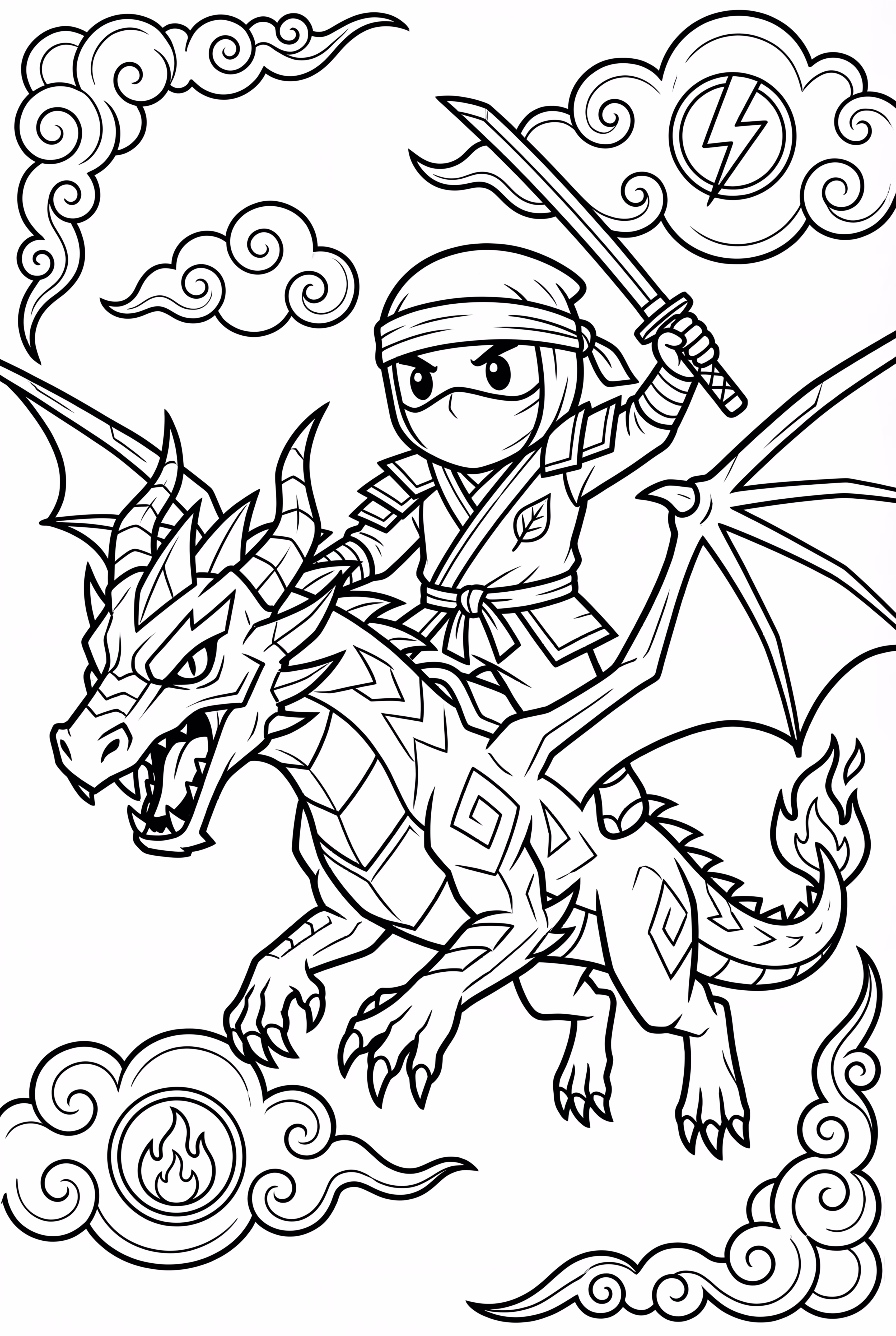 Ninjago Zane avec son dragon élémentaire