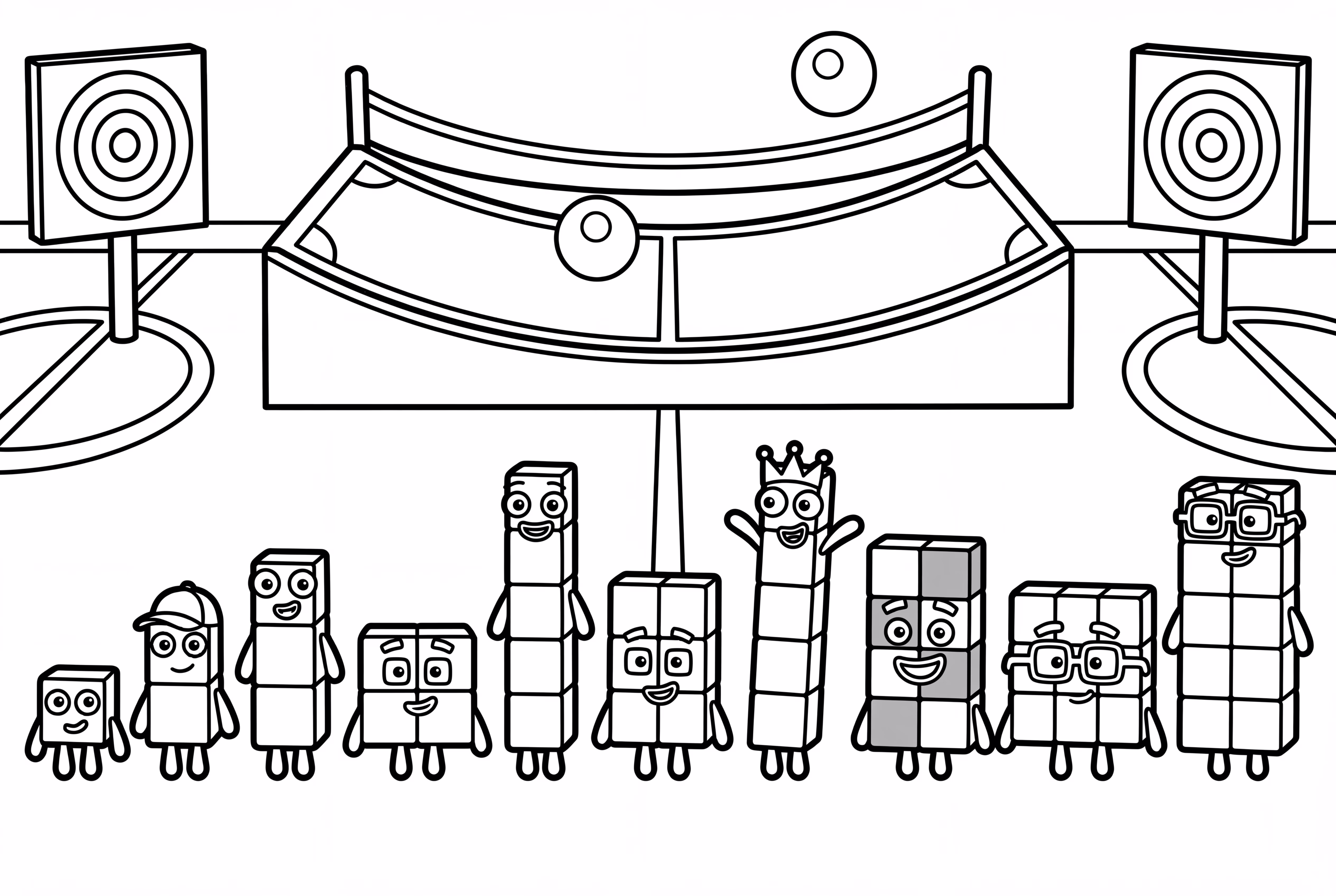 Numberblocks 1-10 playing Bounceball