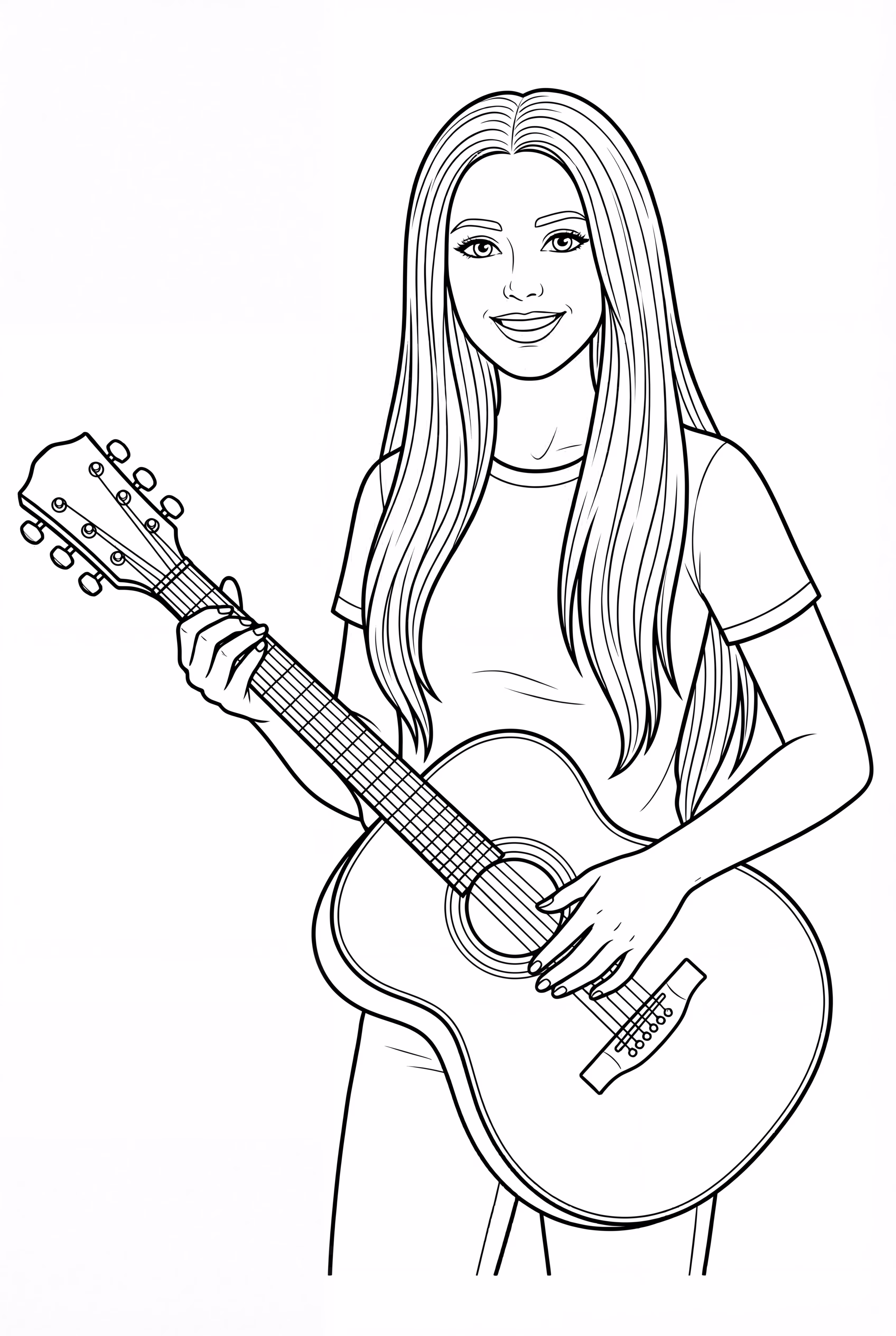 Olivia Rodrigo tenant une guitare en contour